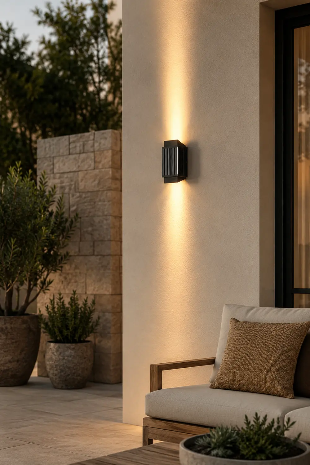 Orr Modern Round/Rectangular Metal/Acrylic Outdoor Wall Lamp, Black - Lumpaz