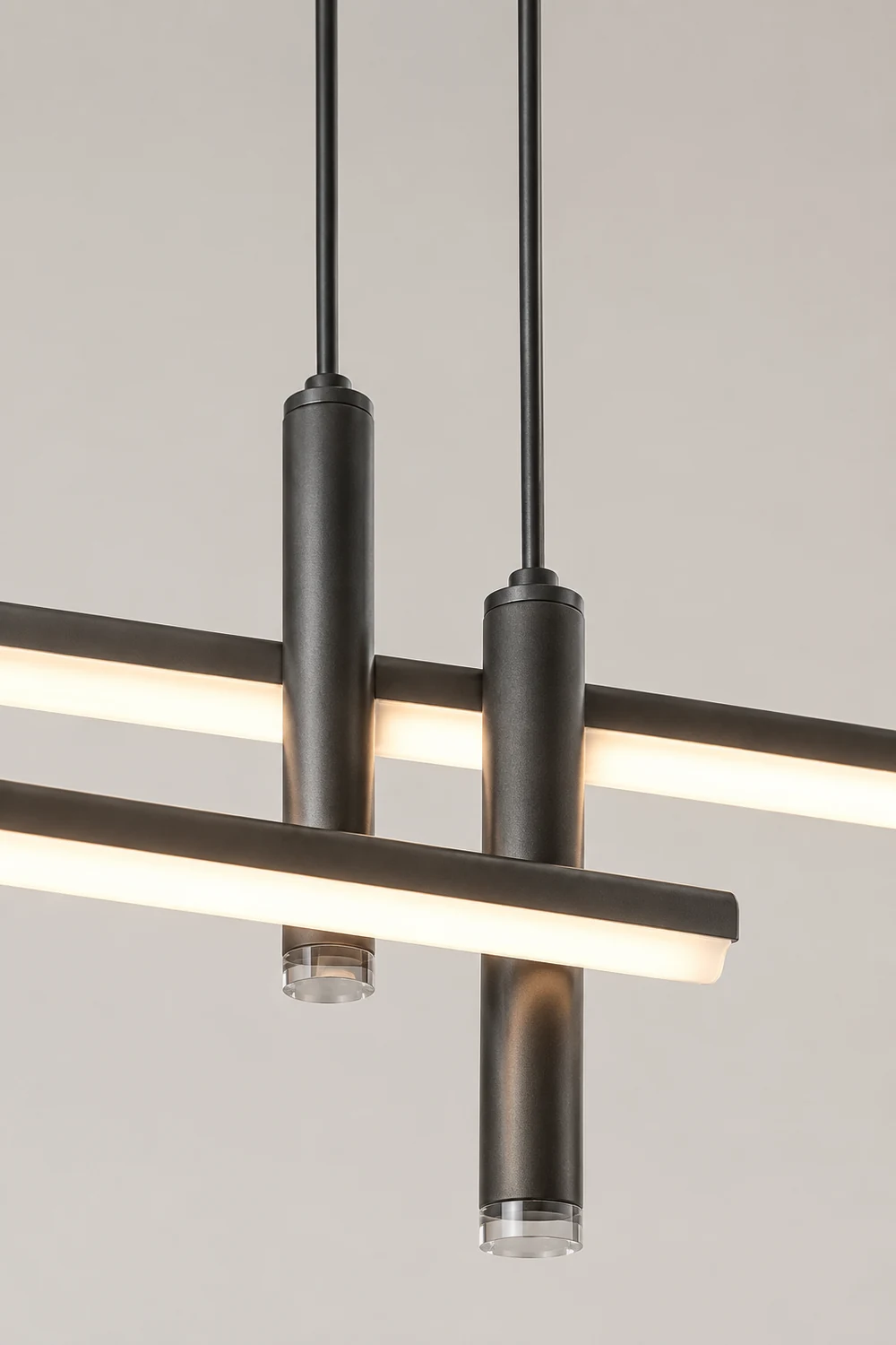 Edge Modern Metal Linear Pendant Light, Black & Gold - Lumpaz