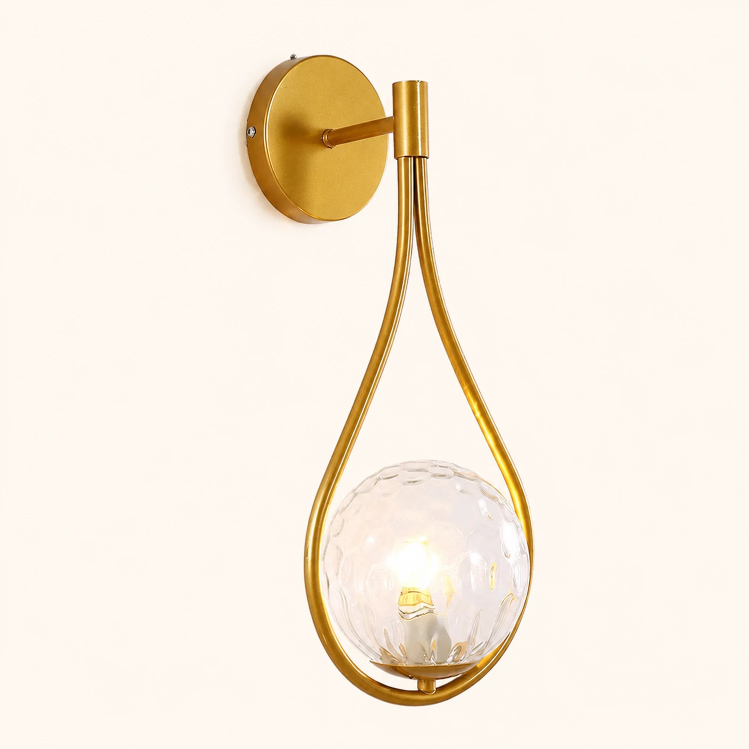 Valentina Nordic Creative Minimalist Water Drop Glass Gold Wall Lamp - Lumpaz