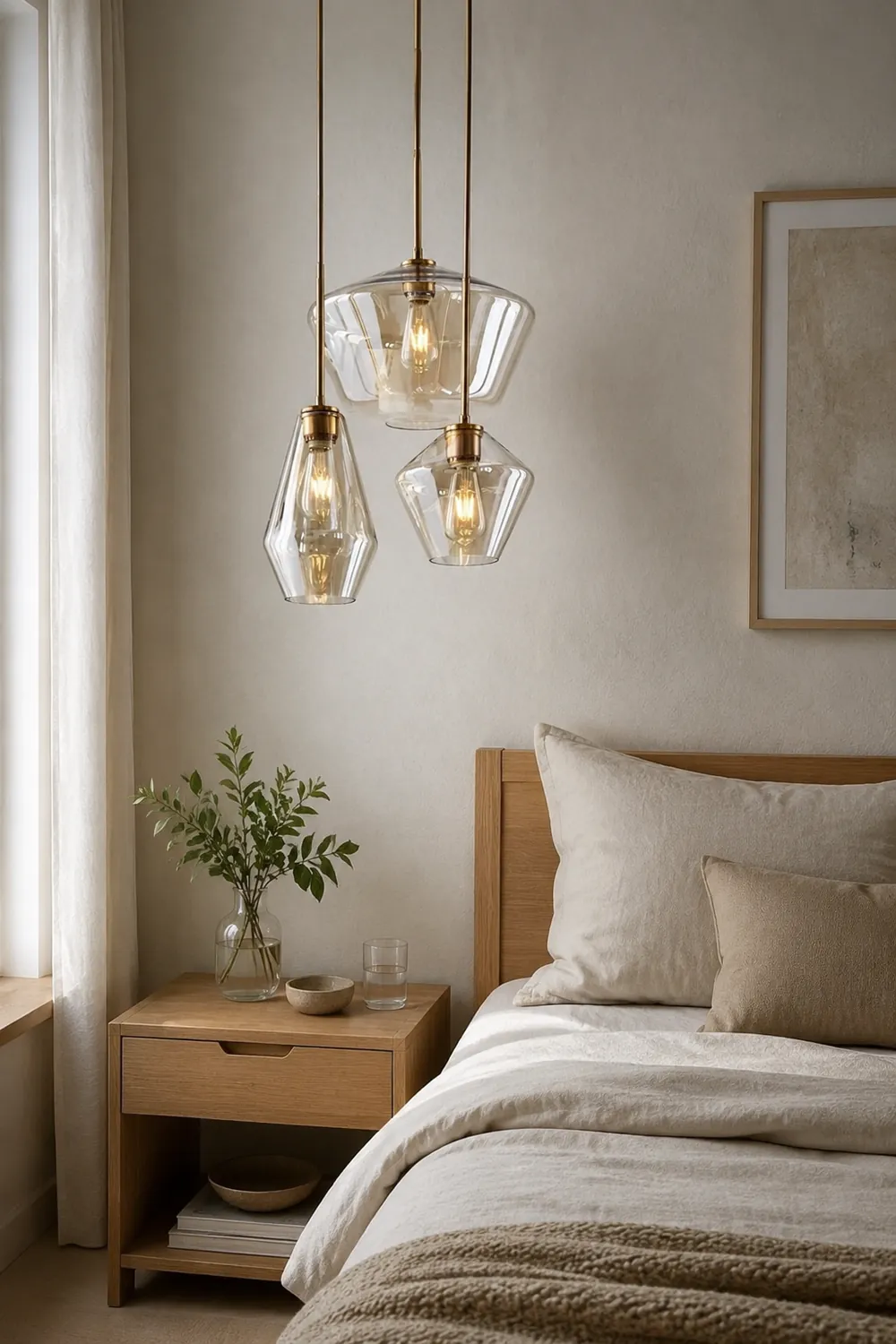 Hailie Pendant Light Clear Glass, Clear/Amber, Bedroom - Lumpaz