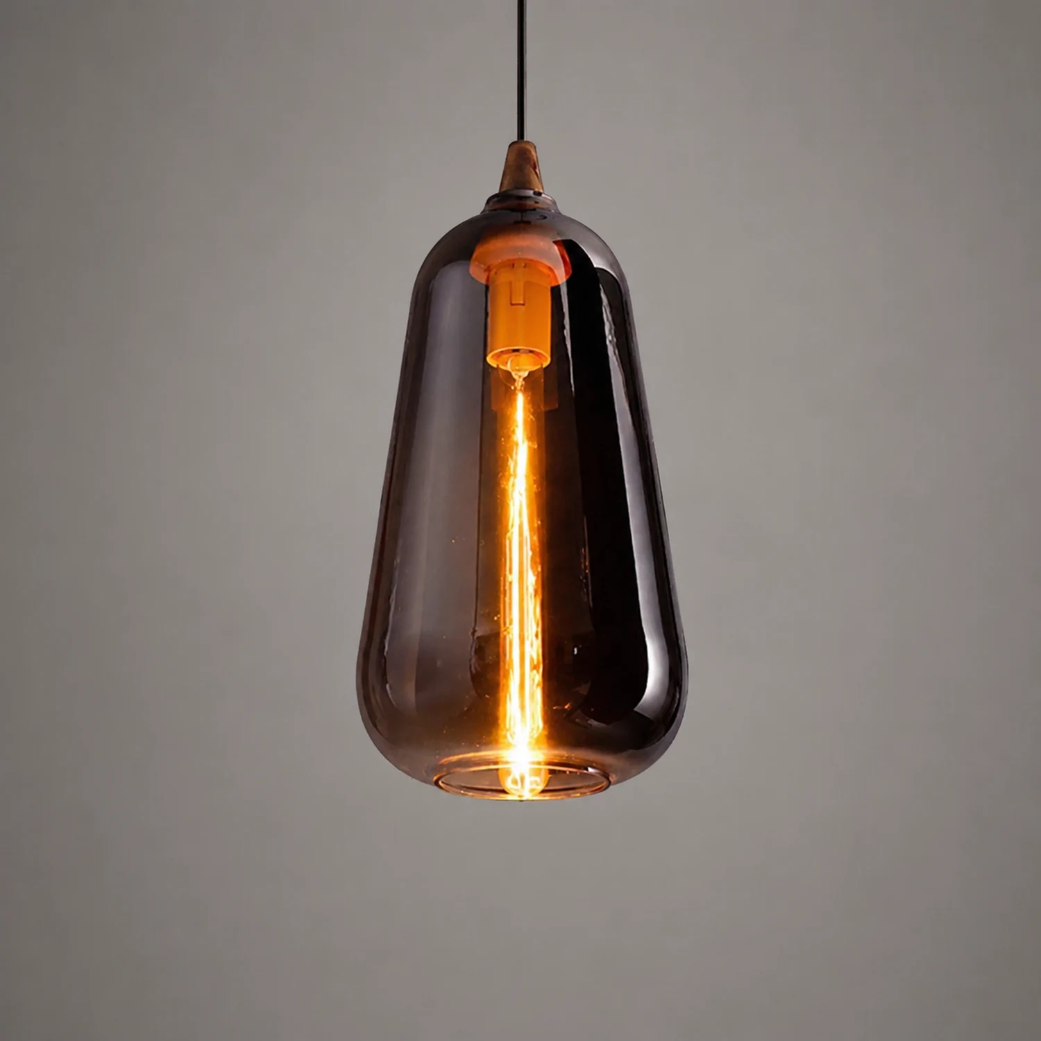 Hailie Modern Art Amber Pendant Light Glass Metal Bedroom - Lumpaz