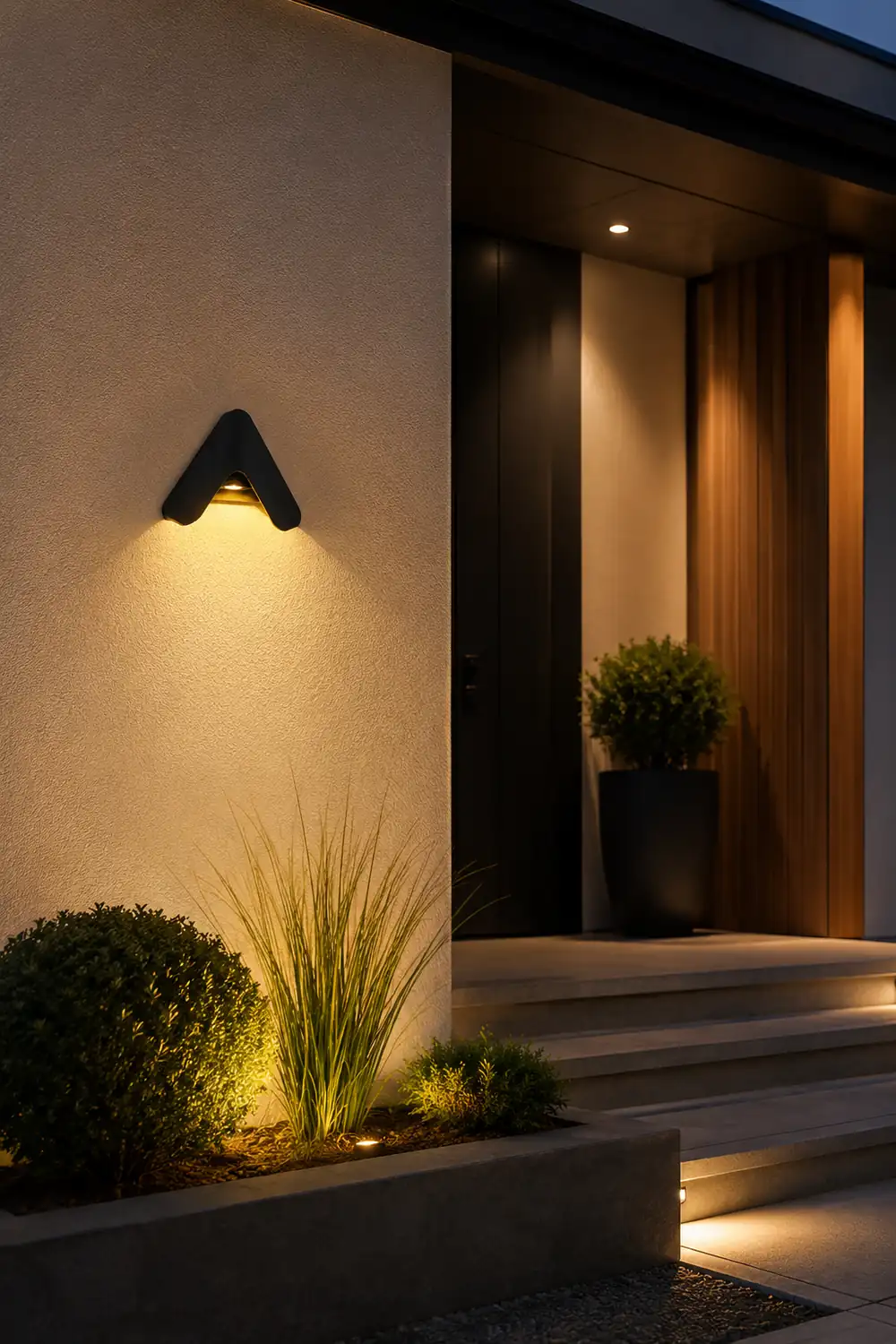 Orr Minimalist Triangle Metal Outdoor Wall Lamp, Balck/White - Lumpaz