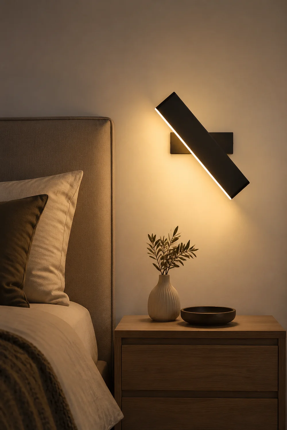 Aqsa Modern Rectangular Metal Rotatable Wall Lamp, Black/Gold/Brown - Lumpaz