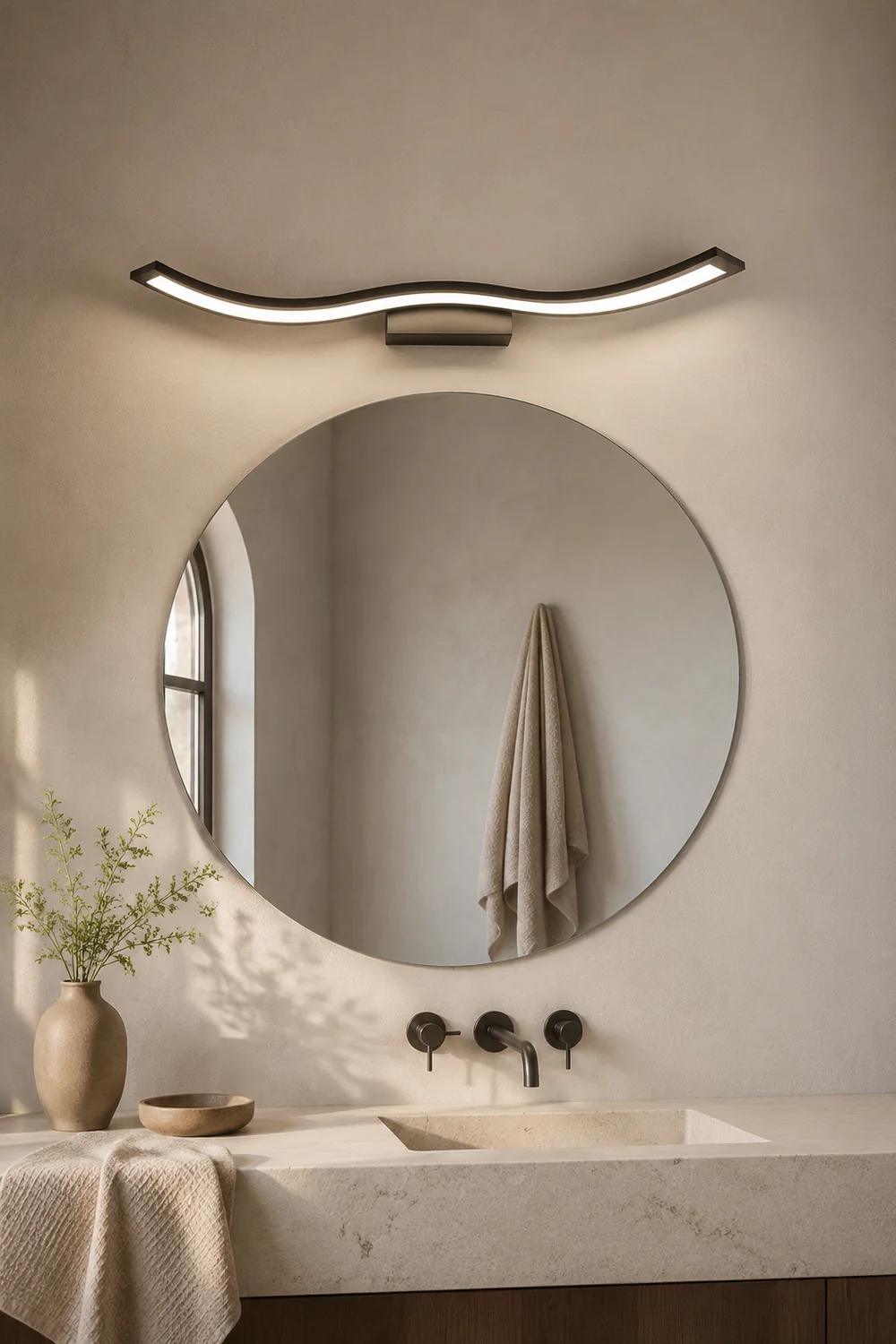 Leigh Modern Art Wave Shape LED Indoor Wall Lamp, Black/White - Lumpaz