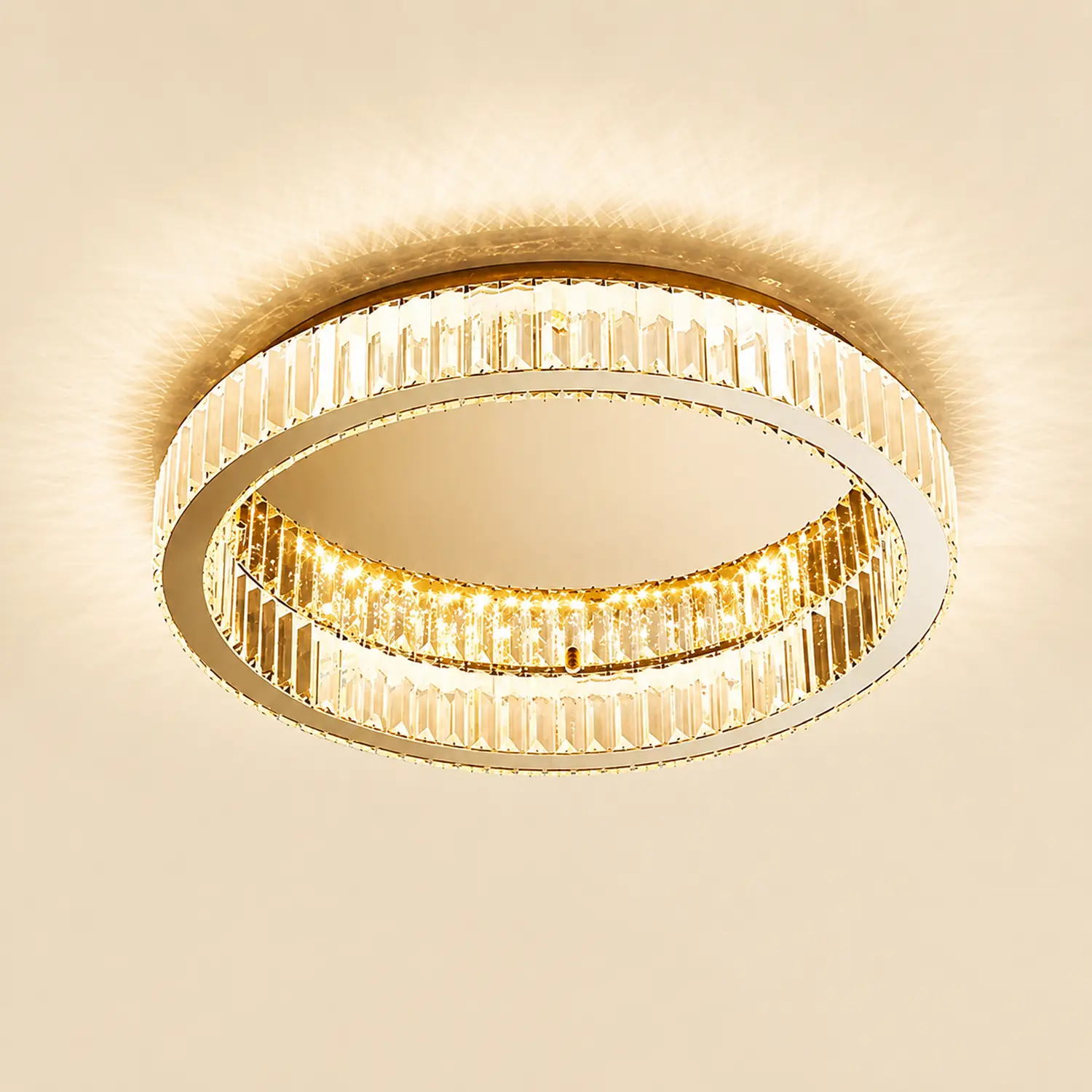 Marliyn Modern Art Deco Circle Crystal/Metal Flush Mount Ceiling Light Gold - Lumpaz