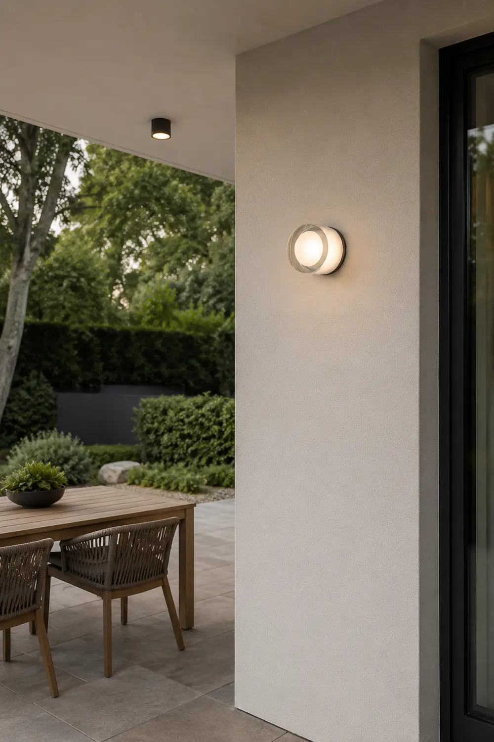Valentina Modern Mini Drum Metal/Acrylic Outdoor Wall Lamp, Transparent - Lumpaz