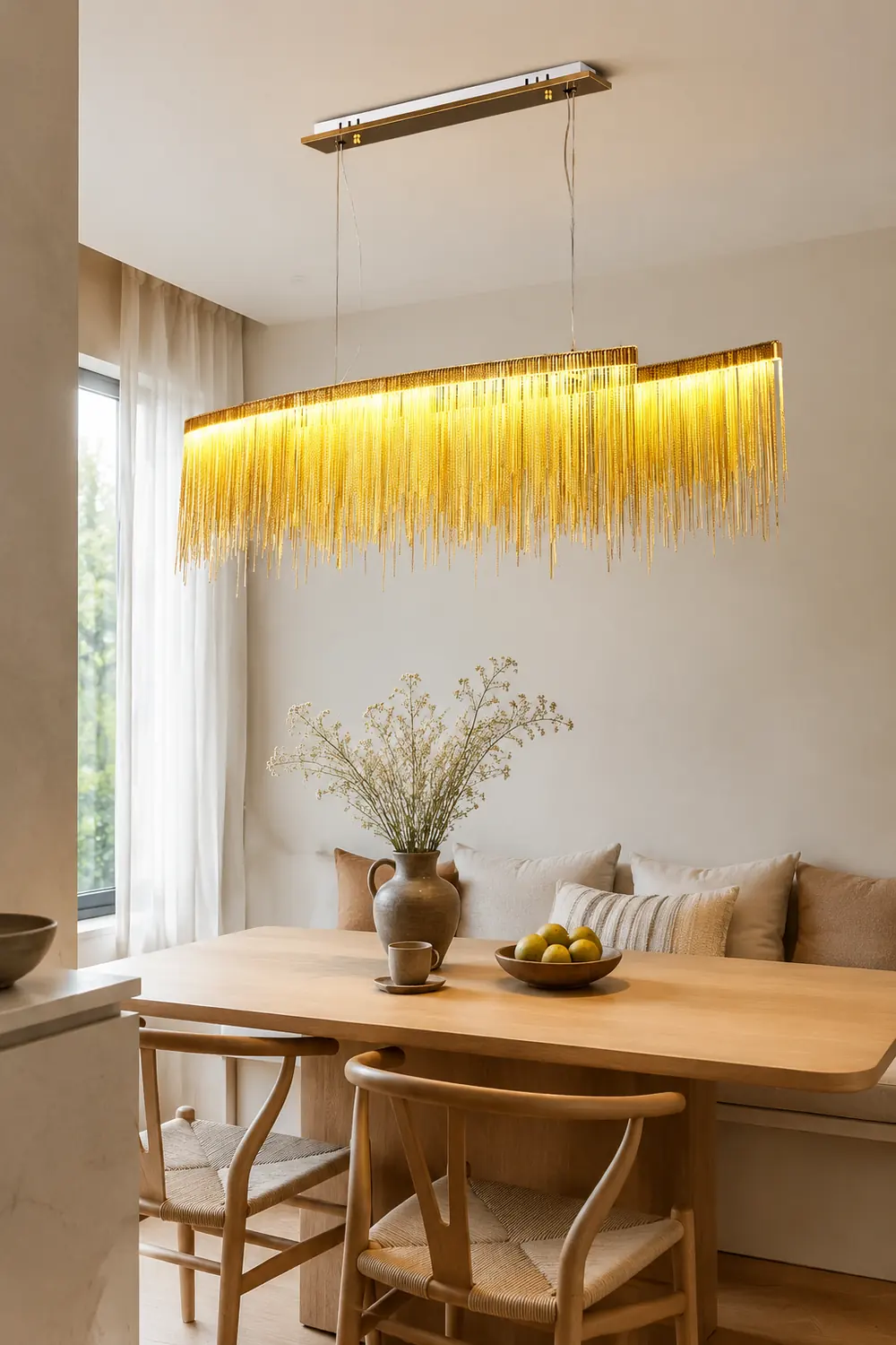 Marilyn Luxury Tassel Metal/Acrylic Pendant Light, Gold/Chrome - Lumpaz