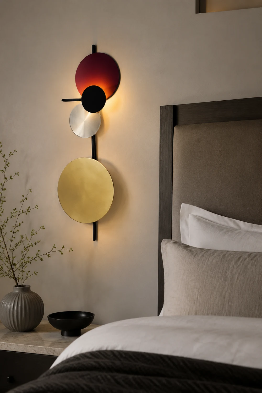 Emyr Modern Circular Metal Wall Lamp, Living Room - Lumpaz