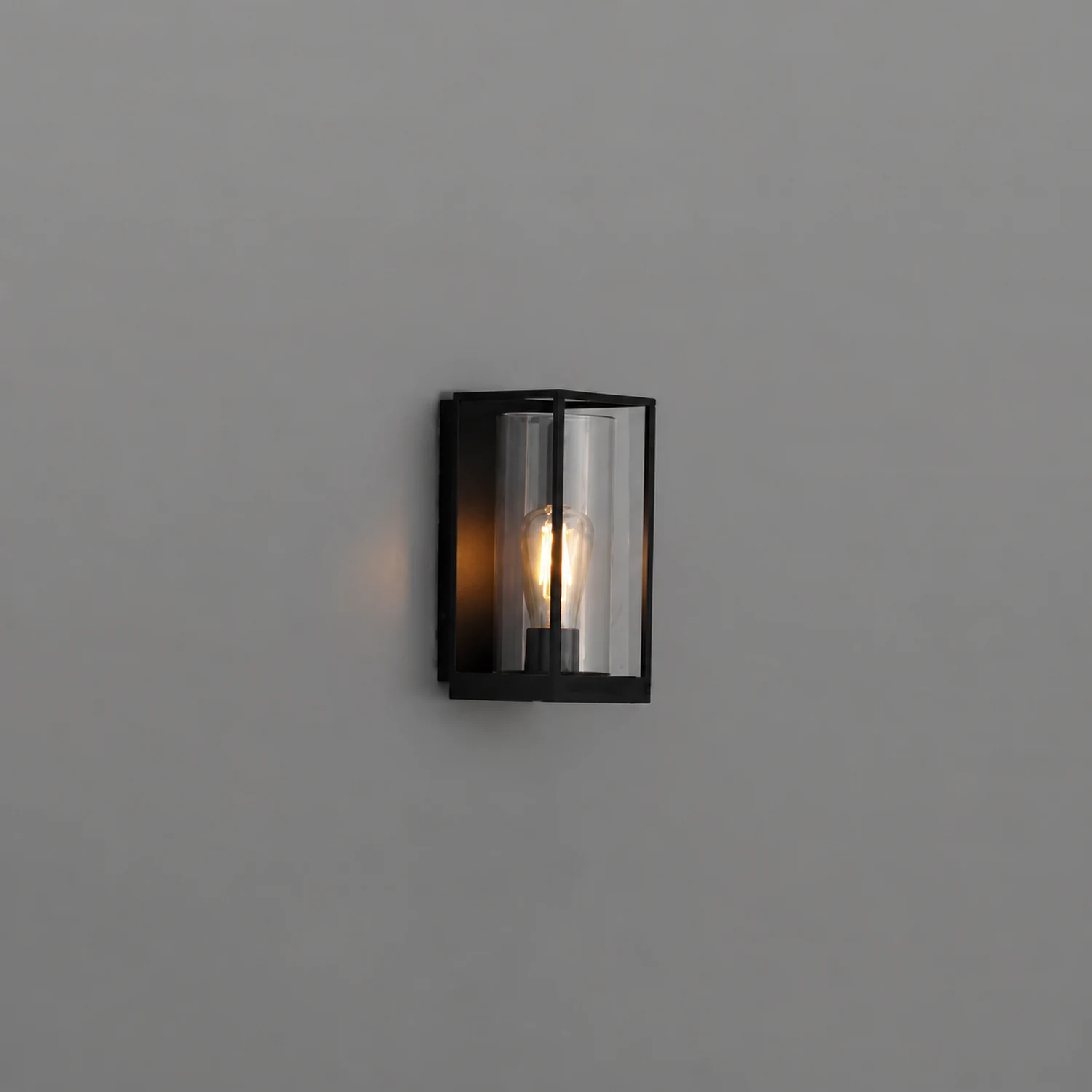 Alessio Modern Rectangular Metal Outdoor Wall Lamp, Black - Lumpaz