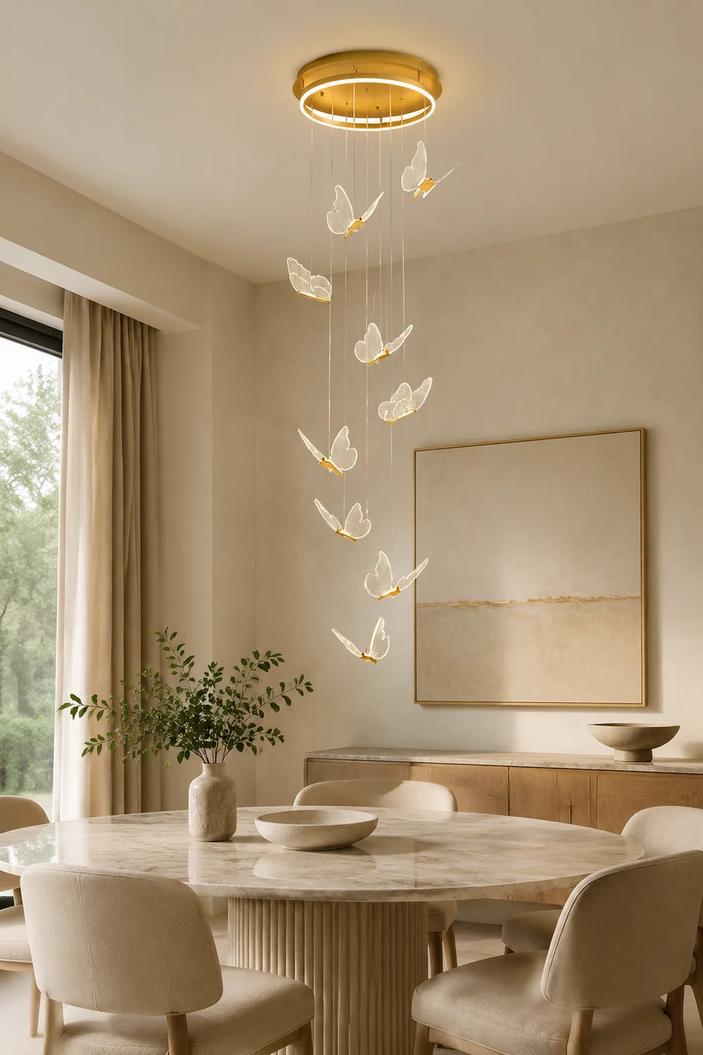 Ophelia Pendant Light Butterfly Modern Luxury, Metal/Acrylic, Gold, Corridor - Lumpaz