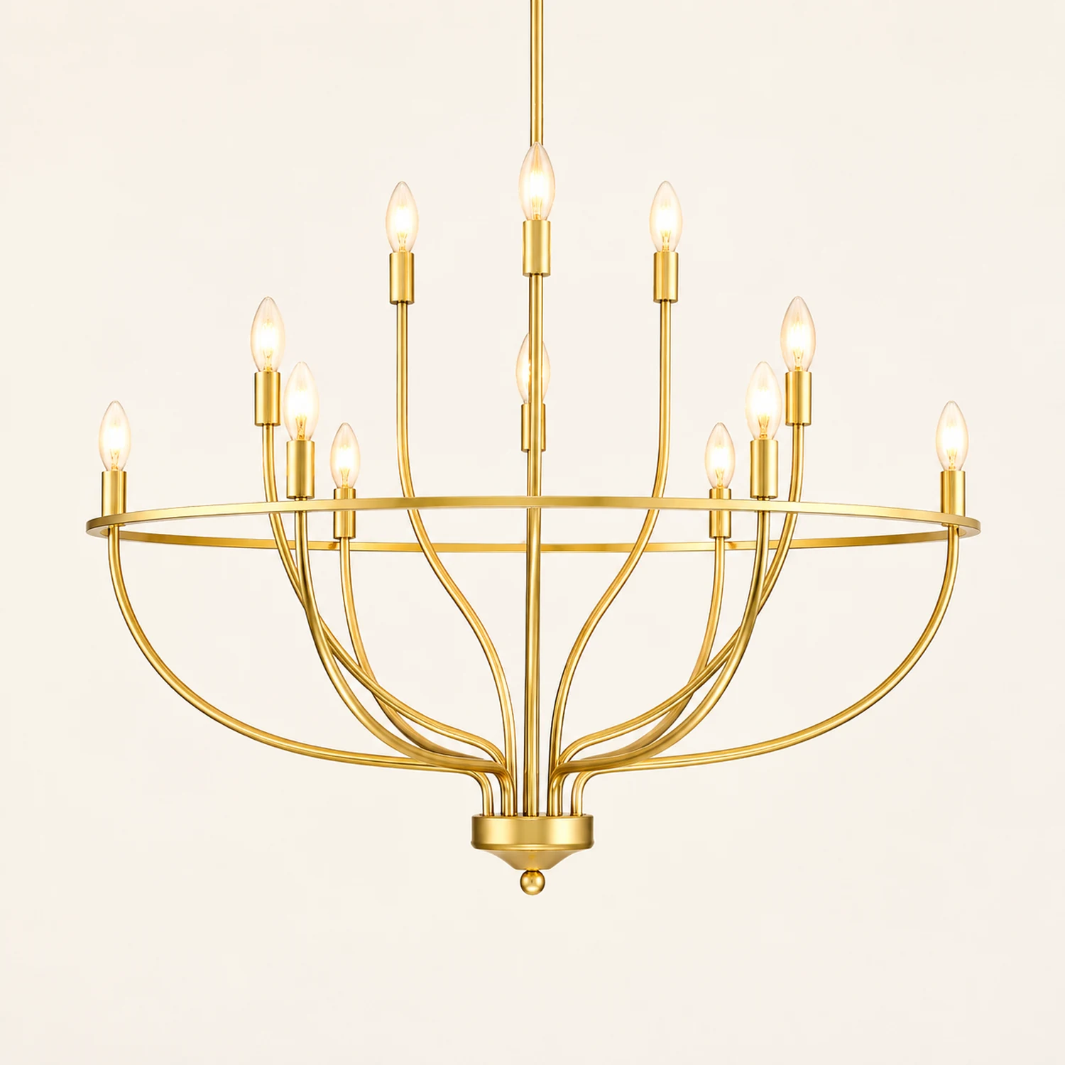 Silva Industrial Metal Candle Chandelier Black/Champagne Living Room/Bedroom - Lumpaz