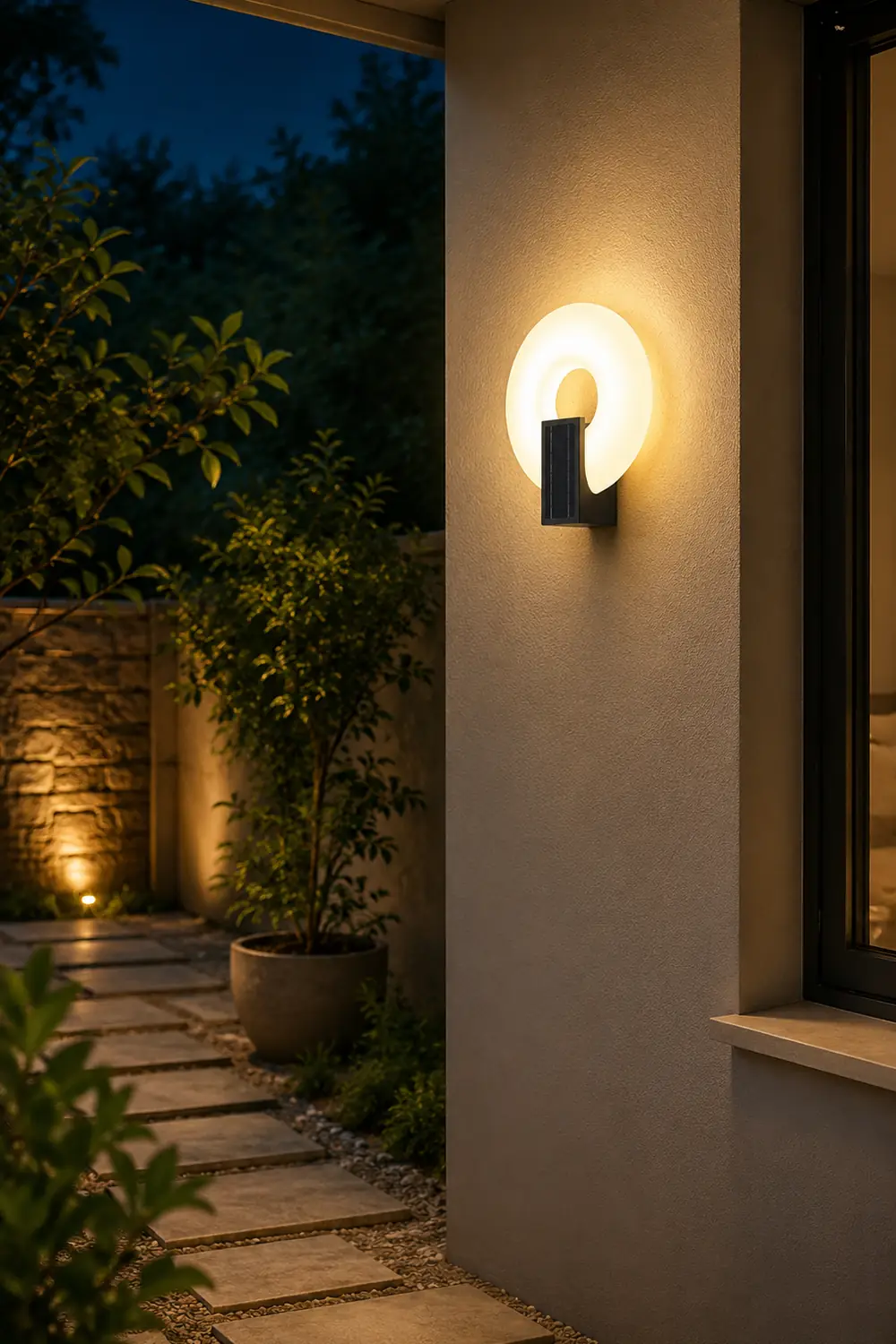 Isaac Modern Metal/Acrylic Solar Waterproof Outdoor Wall Lamp, Black/White - Lumpaz