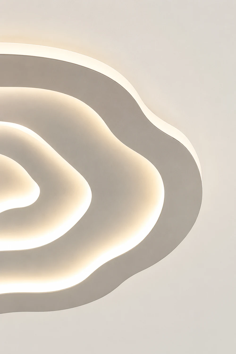 Quinn Ripple Designer Simple Flush Mount Ceiling Light, White - Lumpaz