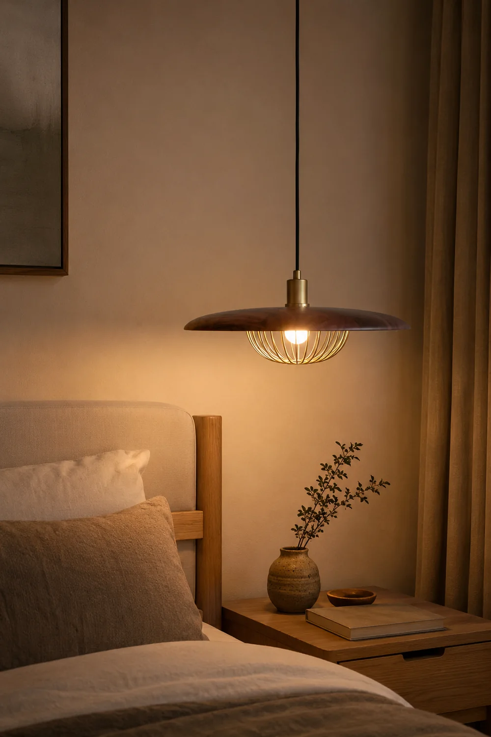 Cairns Modern Nordic Sutle Metal Pendant Light, Gold/Brown/Gray/Brown/Wood - Lumpaz