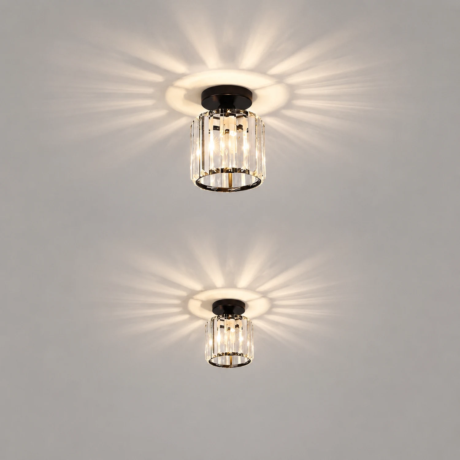 Herbert Modern Metal/Crystal Flush Mount Ceiling Light, 3 Colors - Lumpaz