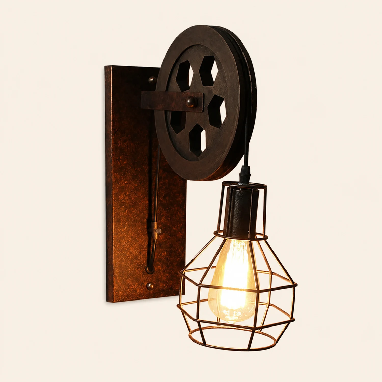 Alessio Wall Lamp Retro, Metal, Rust/Bronze/Black, Bedroom - Lumpaz