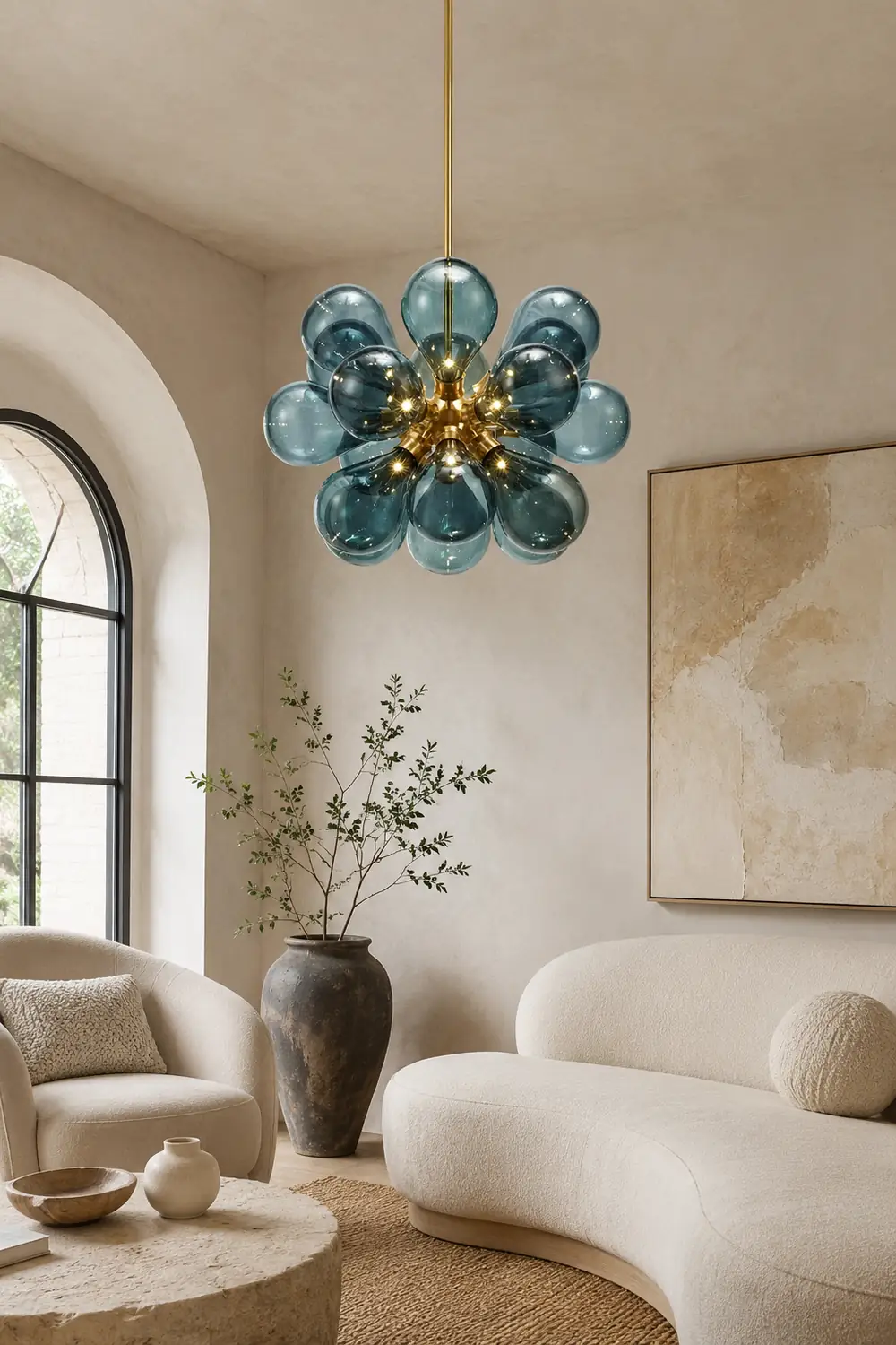 Valentina Glass Bubble Pendant Light for Kitchen Island, Blue/White/Purple - Lumpaz