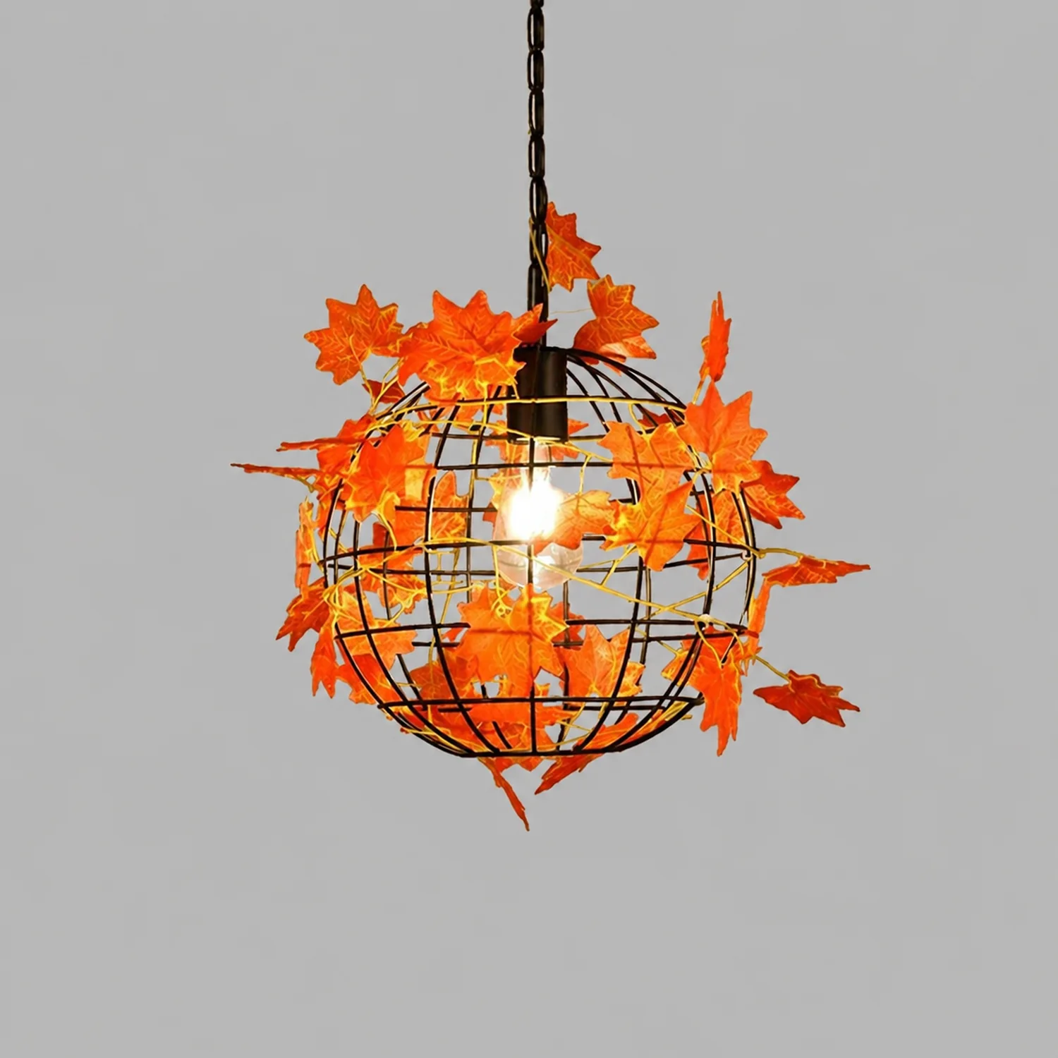 Nest Rustic Plant Art Deco Globe Vine Pendant Light Green Dining Room - Lumpaz