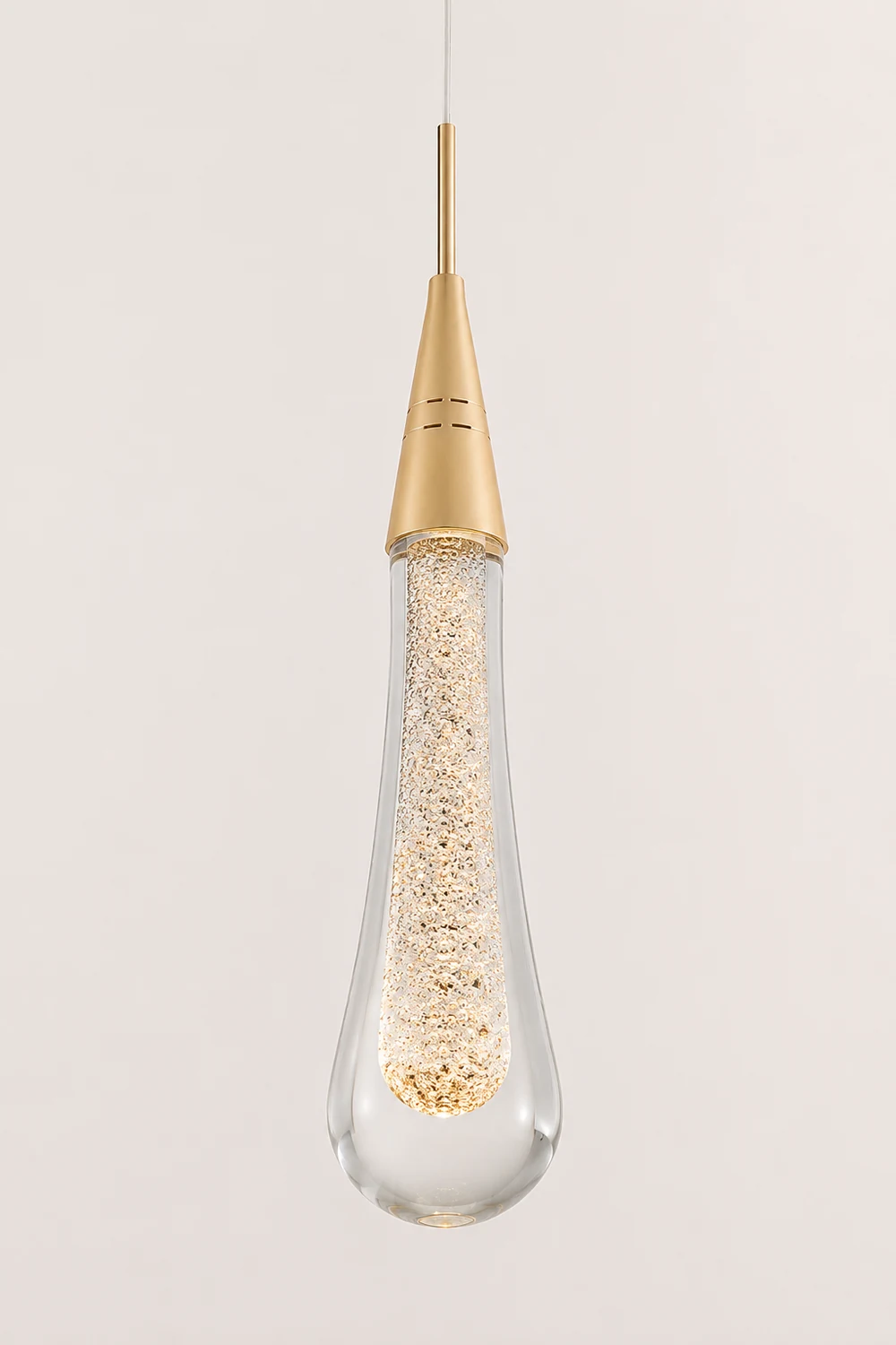 Hailie Teardrop Gold Pendant Light Crystal Metal Bedroom - Lumpaz