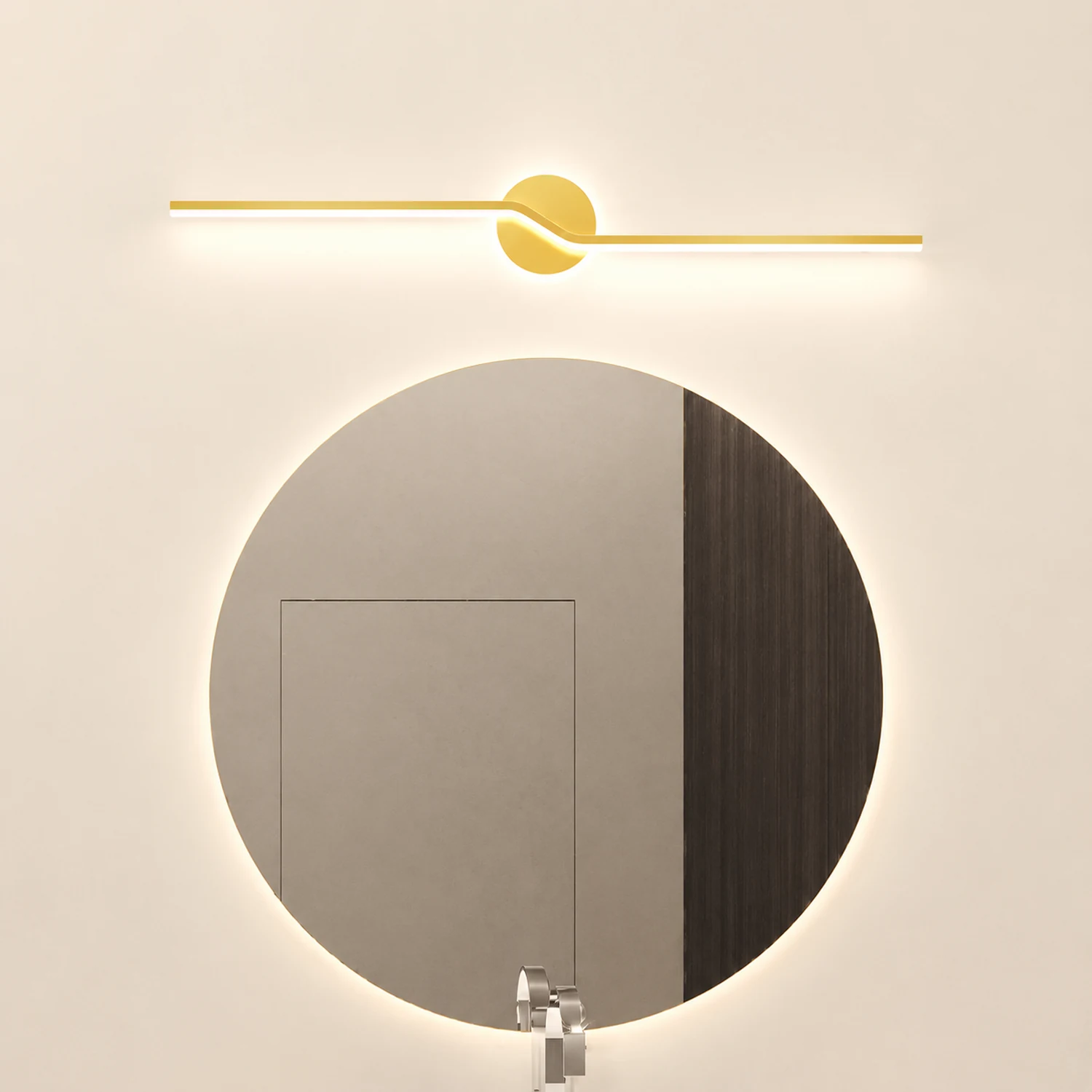 Leigh Wall Lamp Linear Minimalist, Metal, Black/Gold, Bedroom - Lumpaz