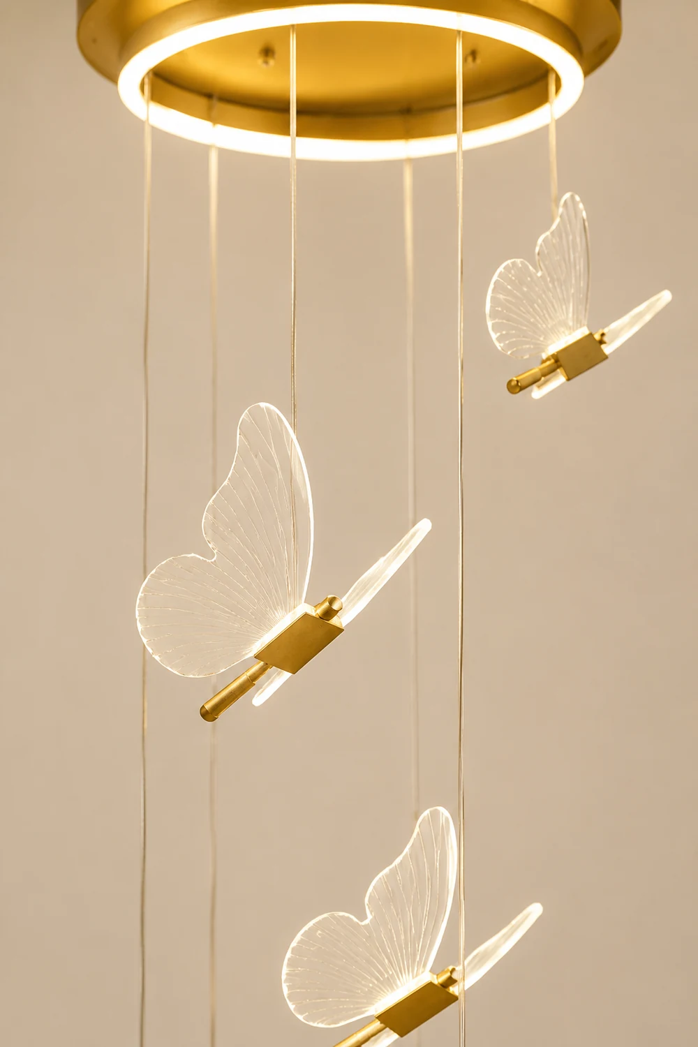 Ophelia Pendant Light Butterfly Modern Luxury, Metal/Acrylic, Gold, Corridor - Lumpaz