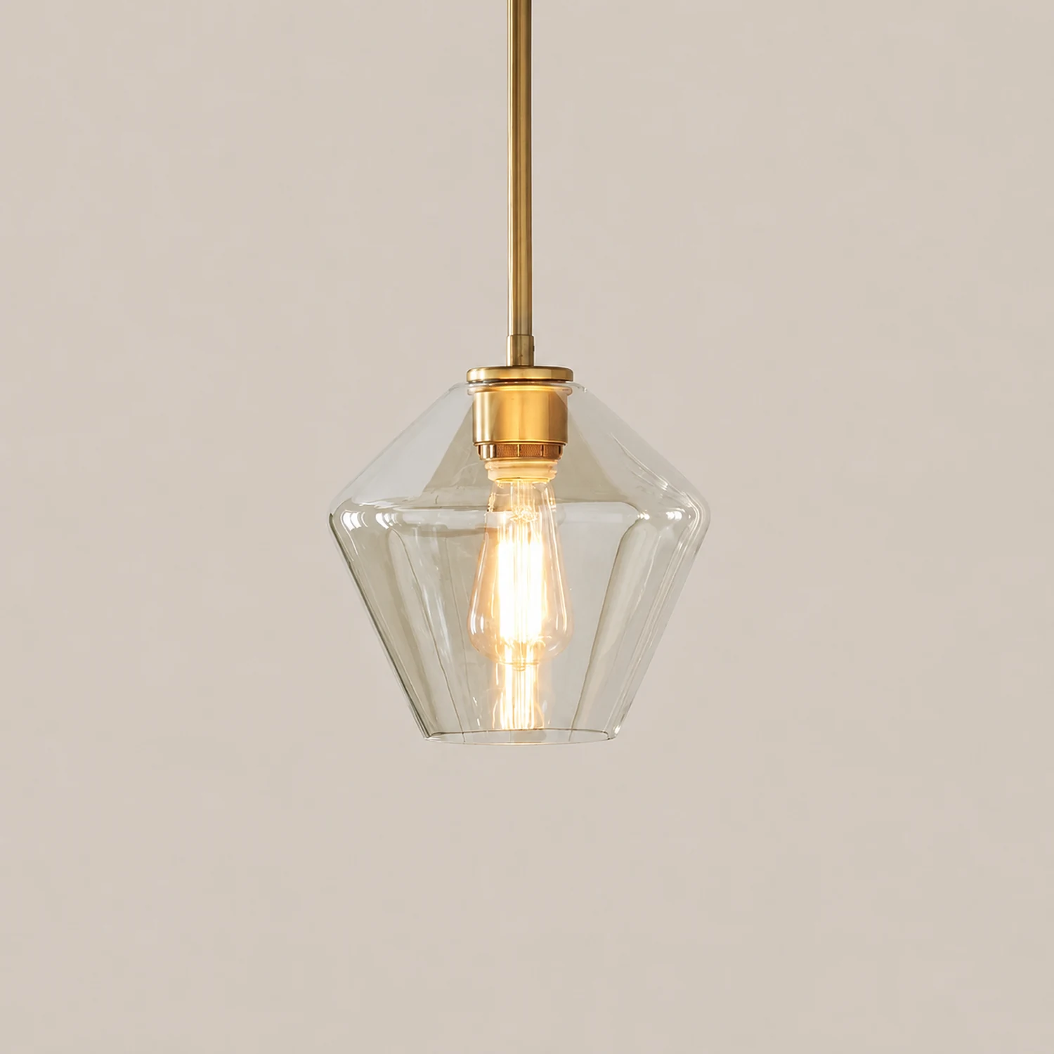 Hailie Pendant Light Clear Glass, Clear/Amber, Bedroom - Lumpaz