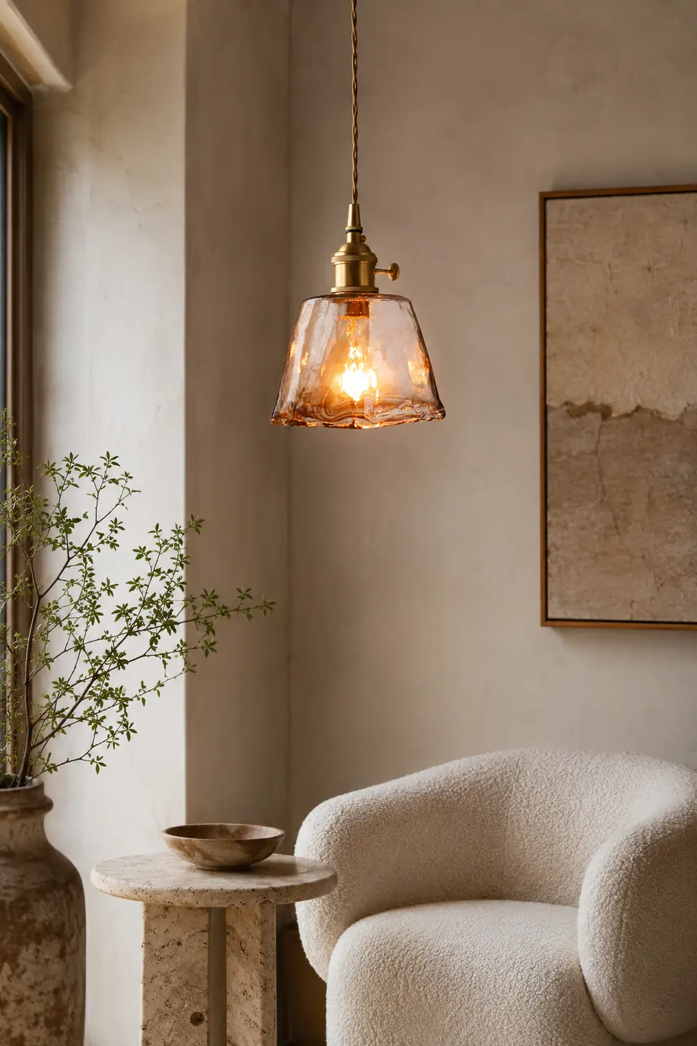 Levy Vintage Style Industrial Pendant Light Retro Metal Glass Brass - Lumpaz