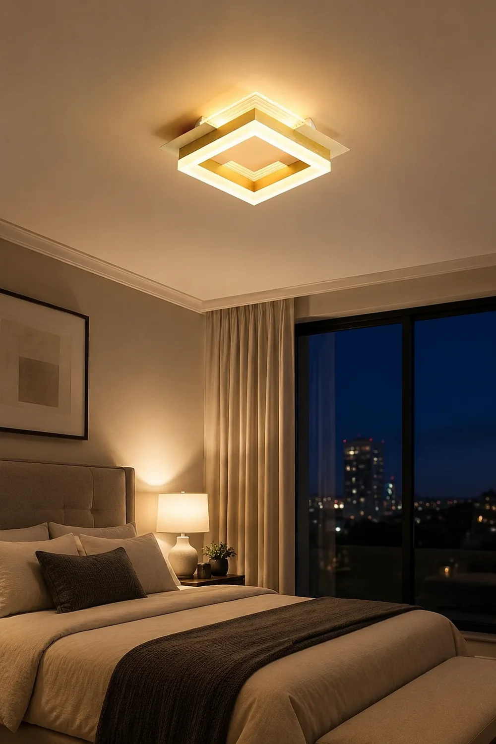 Amos Modern Simple Gold Flush Mount Ceiling Light, Square/Round - Lumpaz