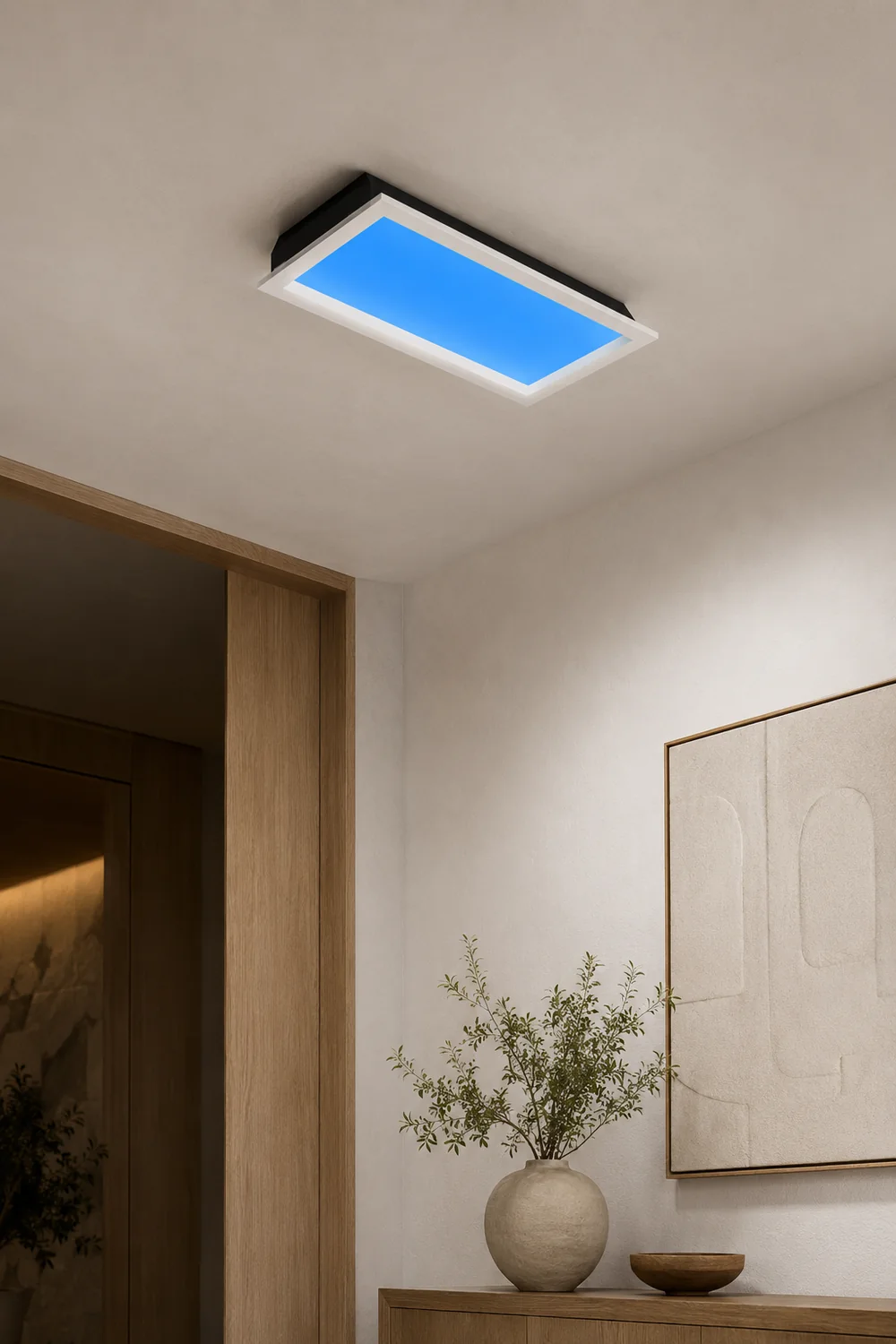 Edge Modern Remote Control Flush Mount Ceiling Light, Black - Lumpaz
