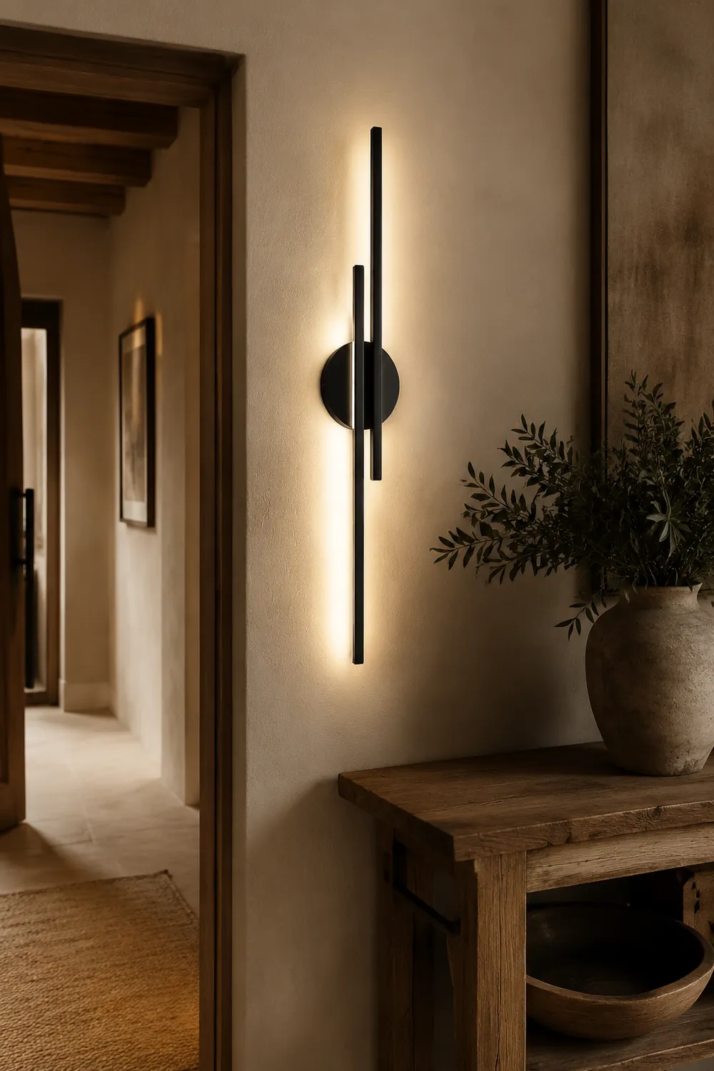 Alana Modern Nordic Disc/Linear Metal LED Wall Lamp, Black/White - Lumpaz