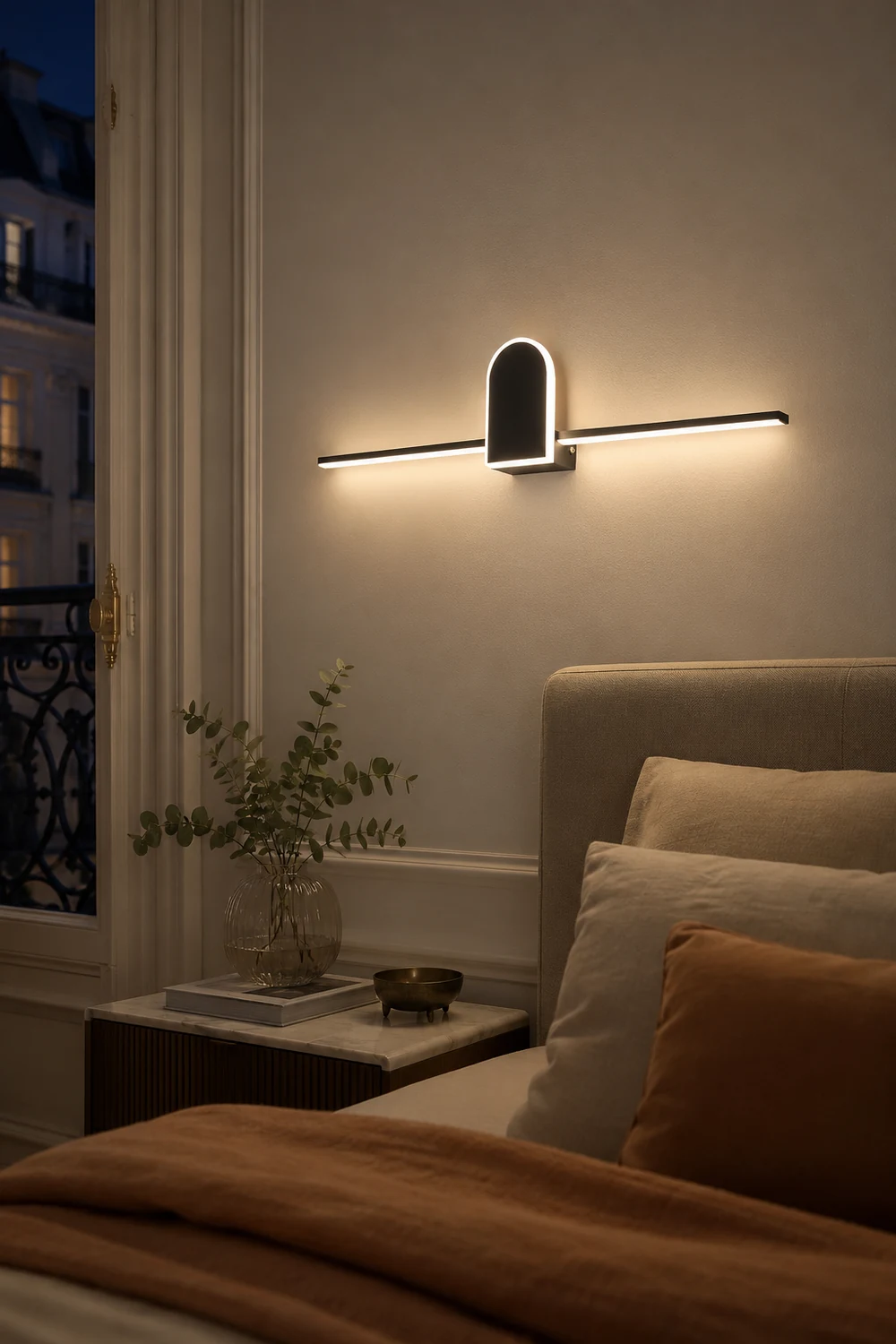 Edge Modern Linear Geometric Vanity Wall Light, Black/White - Lumpaz