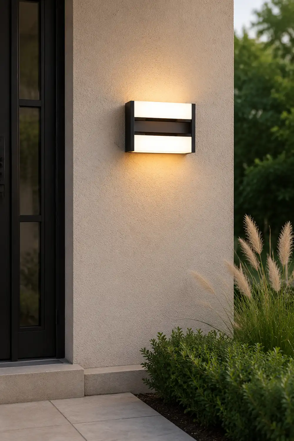 Orr Mondern Rectangular Rotatable Metal Outdoor Wall Lamp, Black - Lumpaz