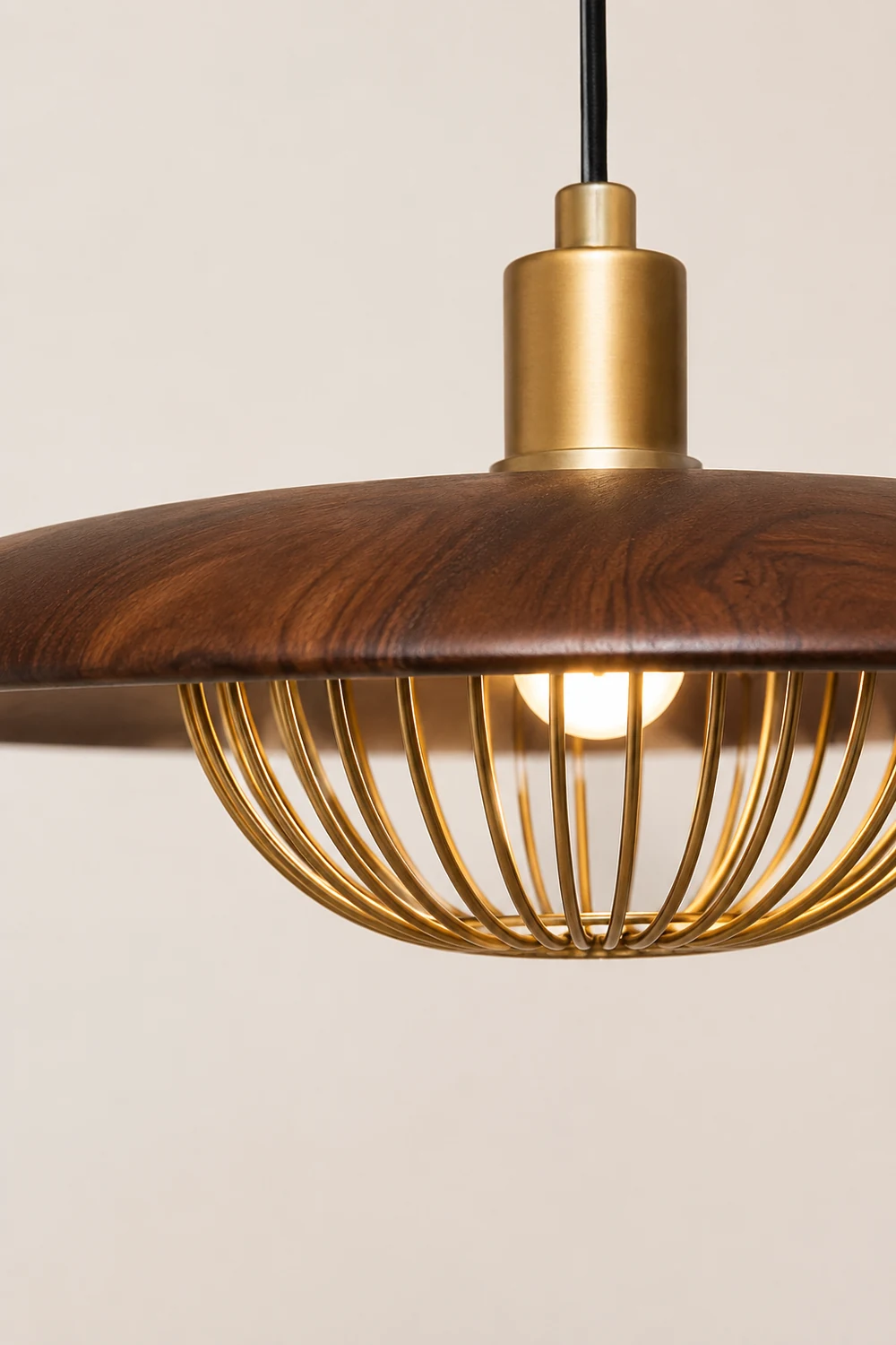 Cairns Modern Nordic Sutle Metal Pendant Light, Gold/Brown/Gray/Brown/Wood - Lumpaz