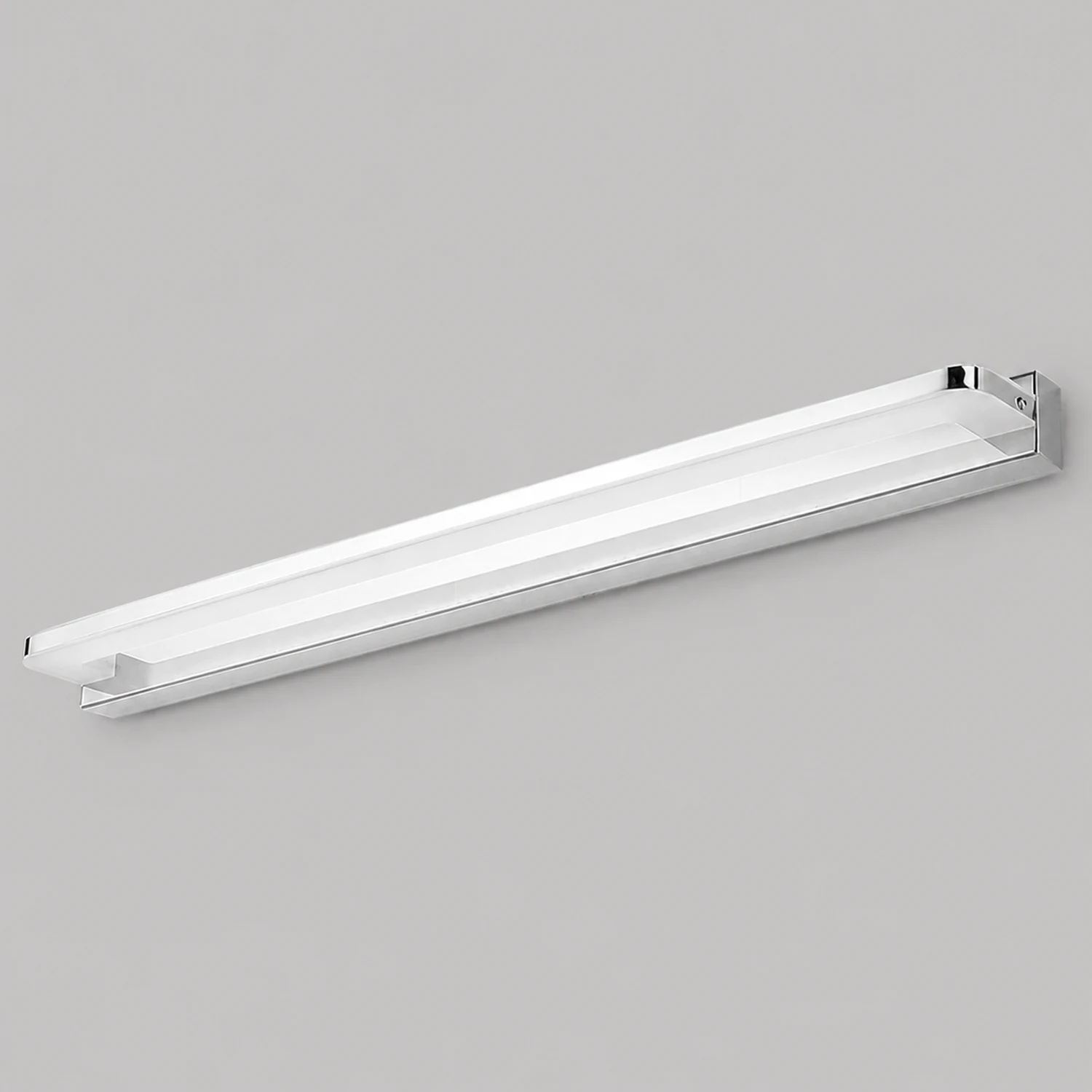 Leigh Nordic Linear Metal Mirror Front Wall Lamp, Chrome/Black - Lumpaz