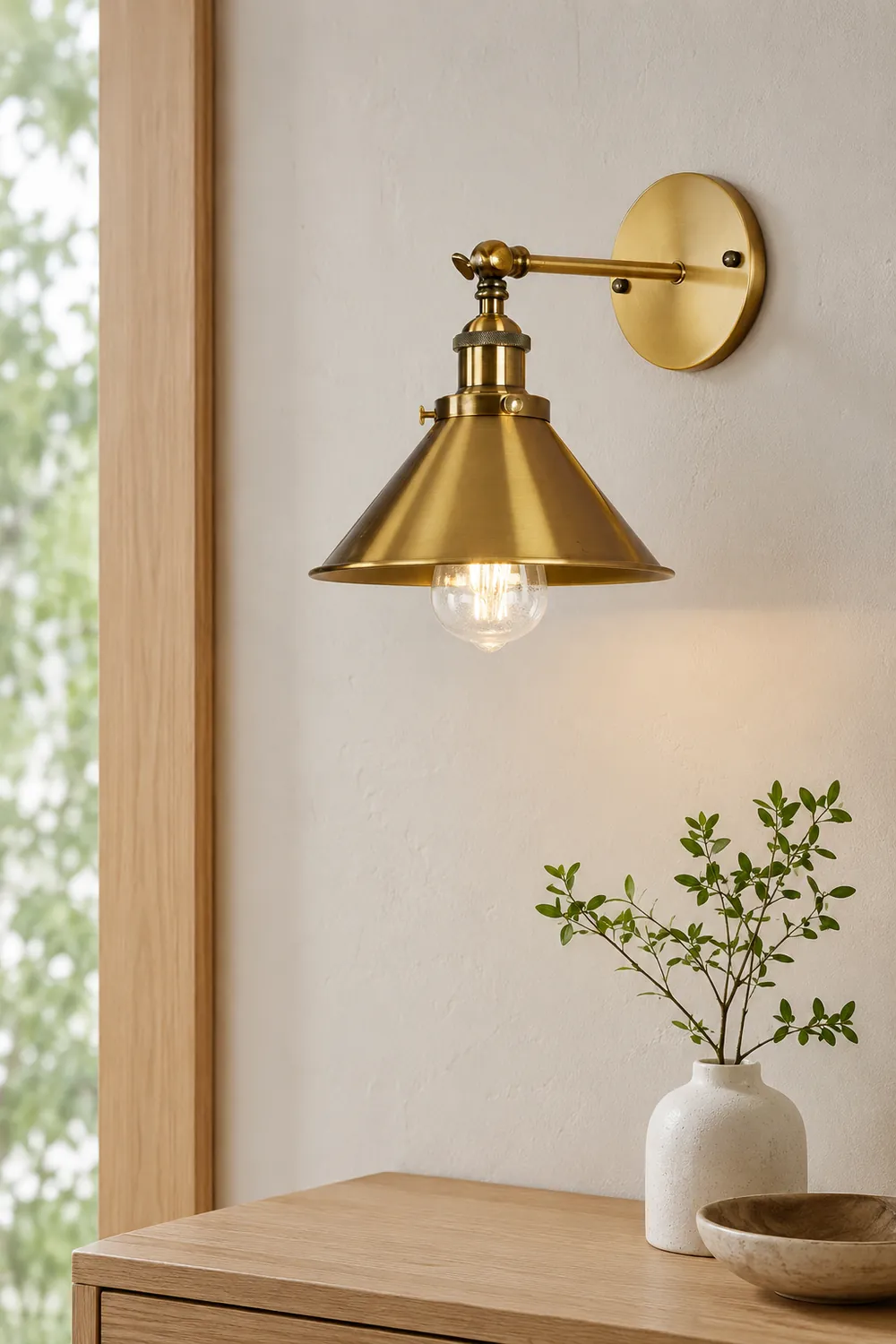 Brady Industrial Vintage Cone Metal Hanging Wall Lamp, Black/Gold/Silver - Lumpaz