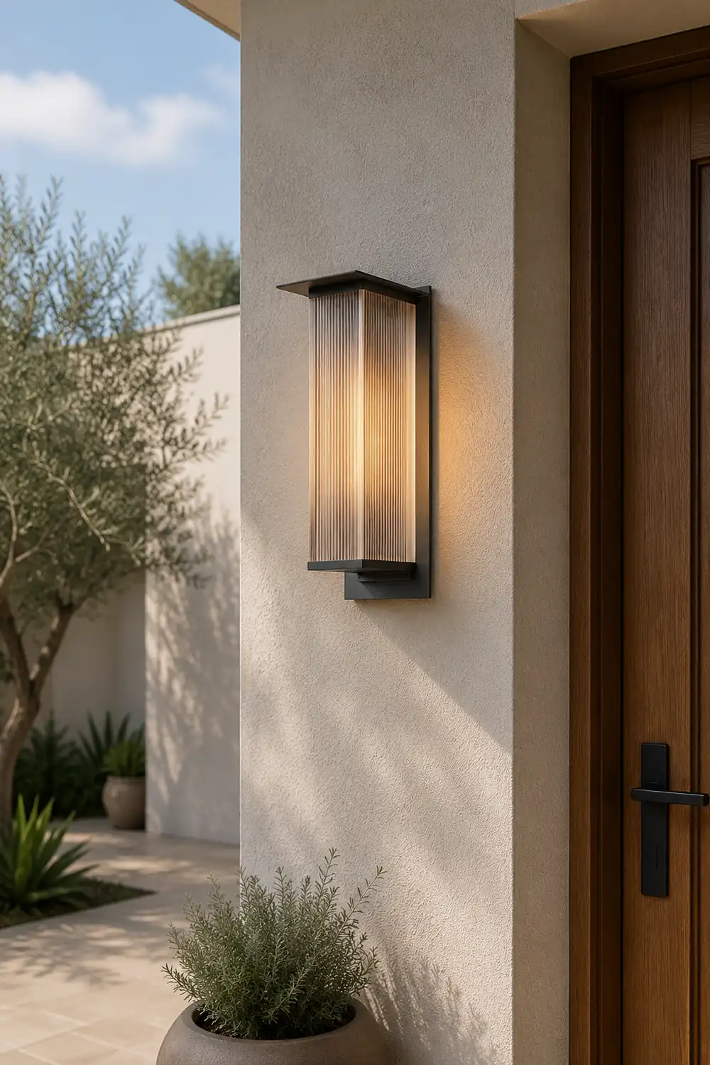 Orr Modern Rectangular Metal Outdoor Wall Lamp, Black - Lumpaz
