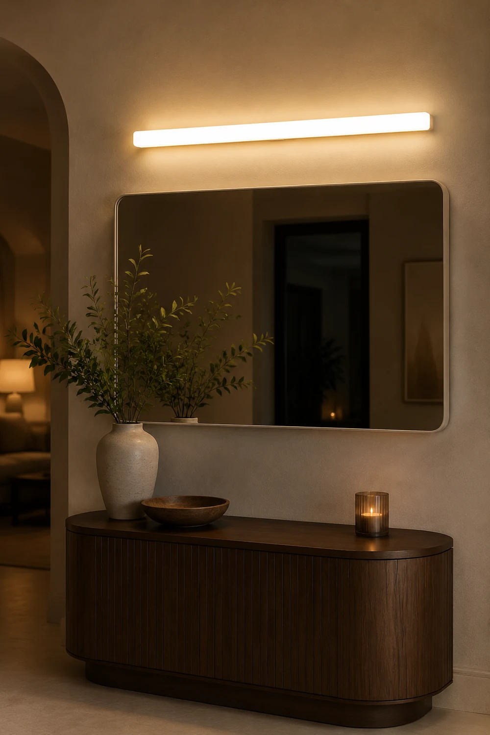 Edge Simple White Bar Mirror Front Vanity Wall Lamp, Acrylic - Lumpaz