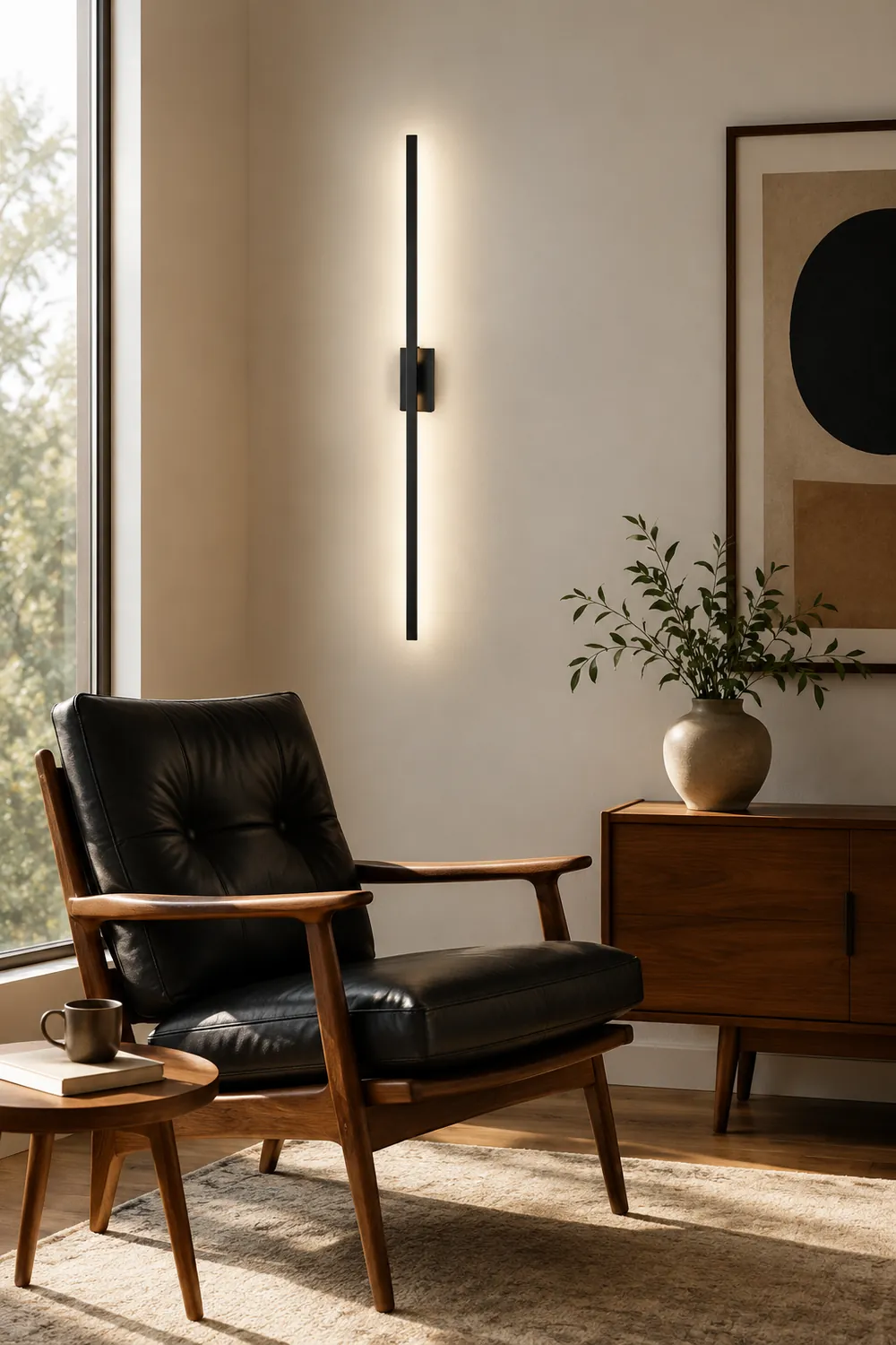 Leigh Minimalist Bar Black Metal Wall Lamp - Lumpaz