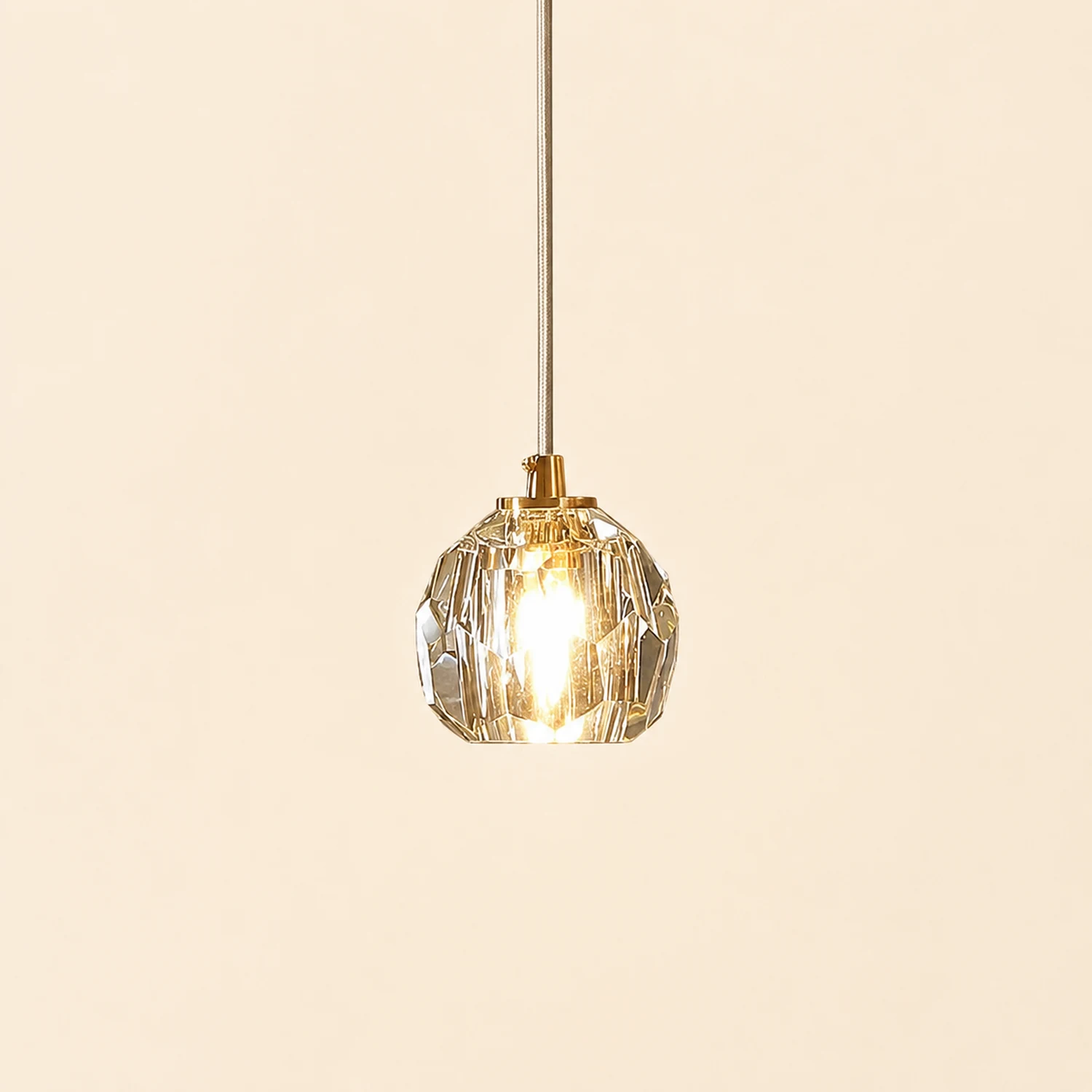 Luxury Globe Metal/Glass Pendant Light, Clear, Bedroom - Lumpaz