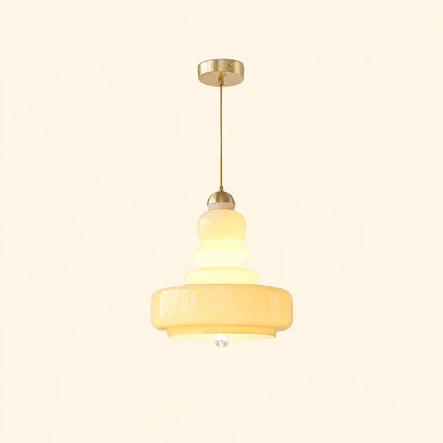 Morandi French Modern Kitchen Pendant Light Beige Glass/Metal Living Room - Lumpaz