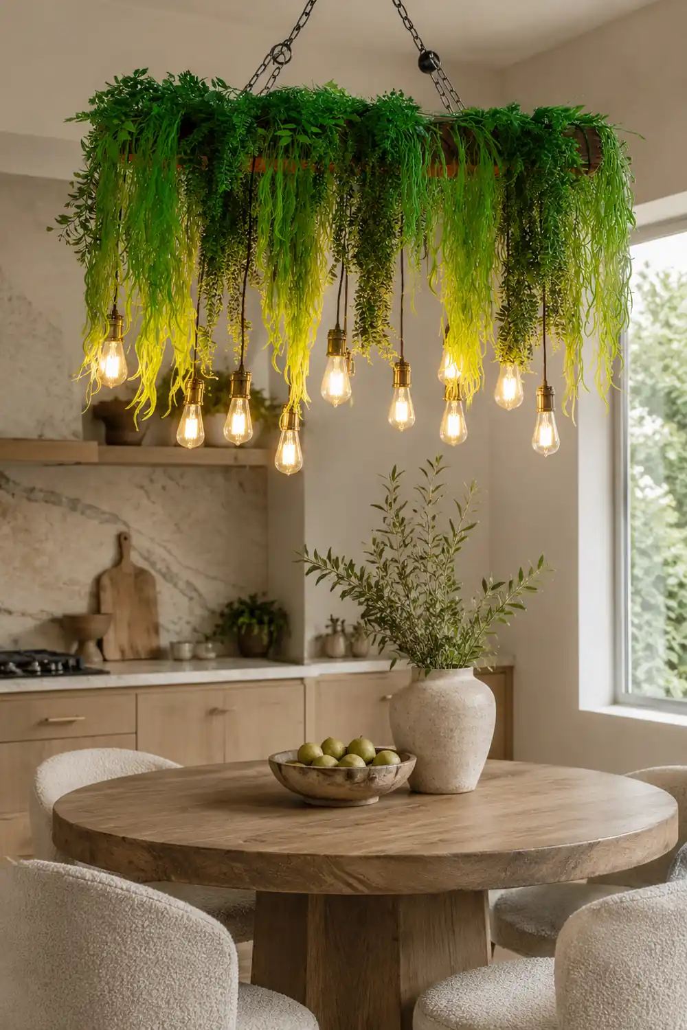 Nest Natural Decorative Rectangular Plant Metal Pendant Light Green - Lumpaz