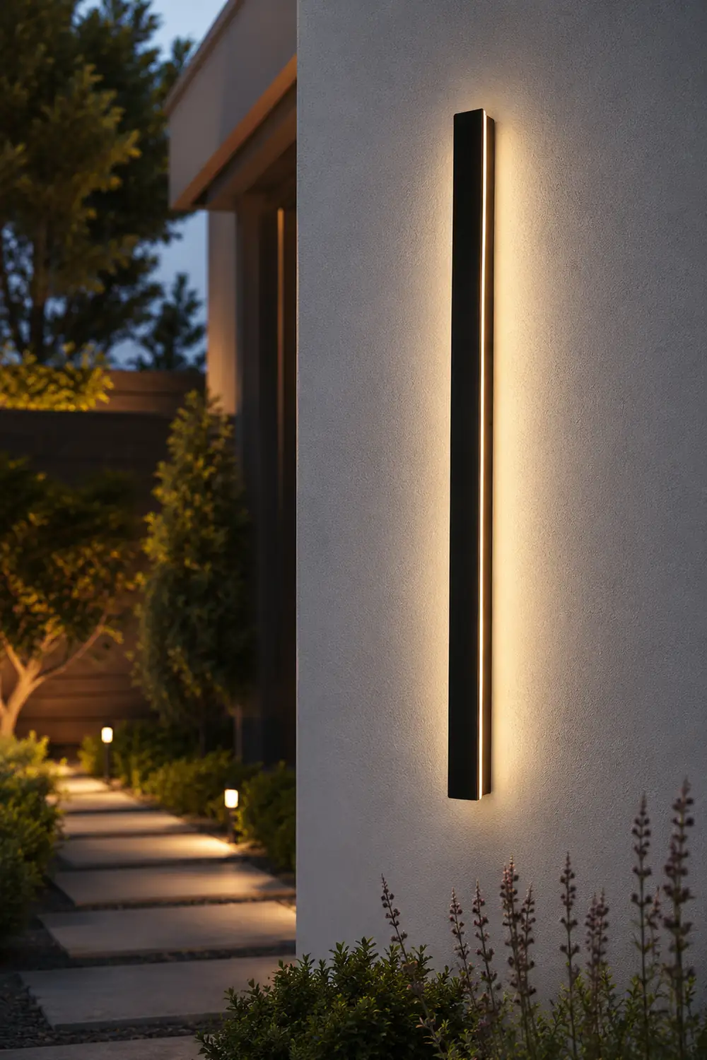 Edge Ripple Minimalist Linear Metal Outdoor Wall Lamp Black Balcony/Terrace - Lumpaz