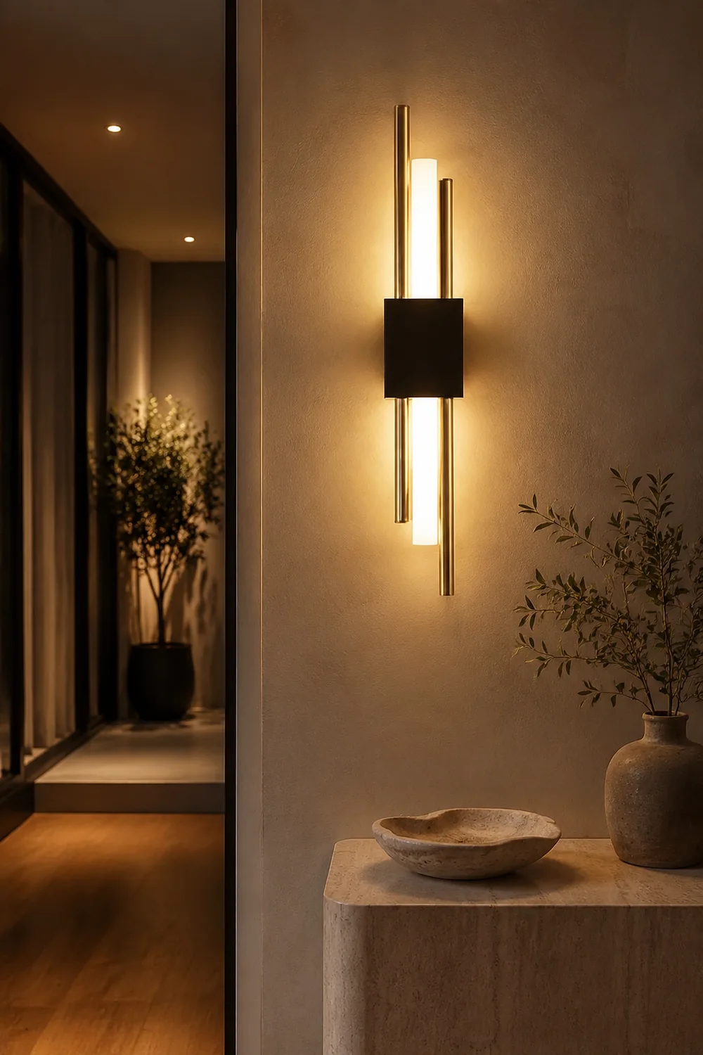 Alana Modern Bar Metal/Acrylic LED Wall Lamp Black/Gold Bedroom - Lumpaz