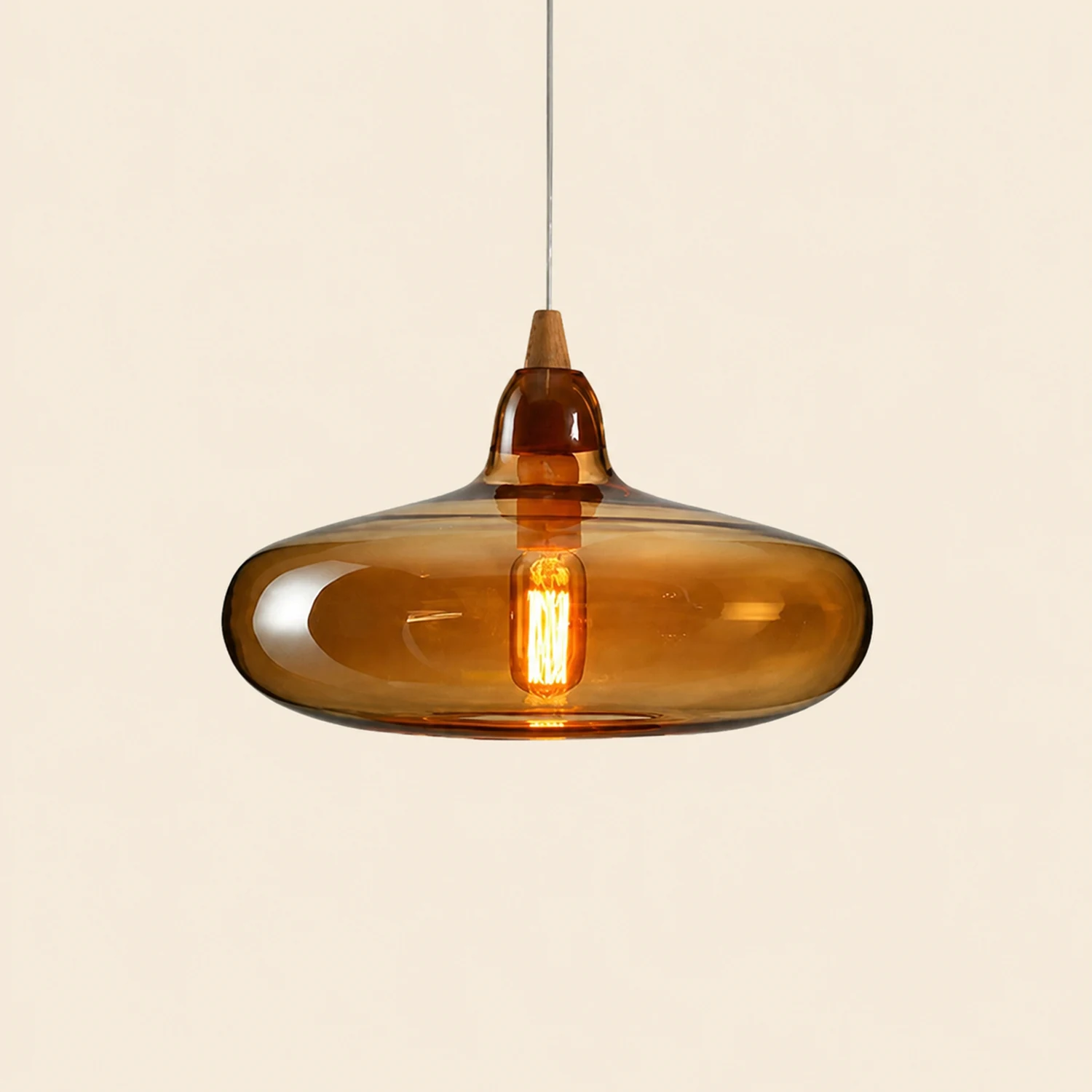 Hailie Modern Art Amber Pendant Light Glass Metal Bedroom - Lumpaz