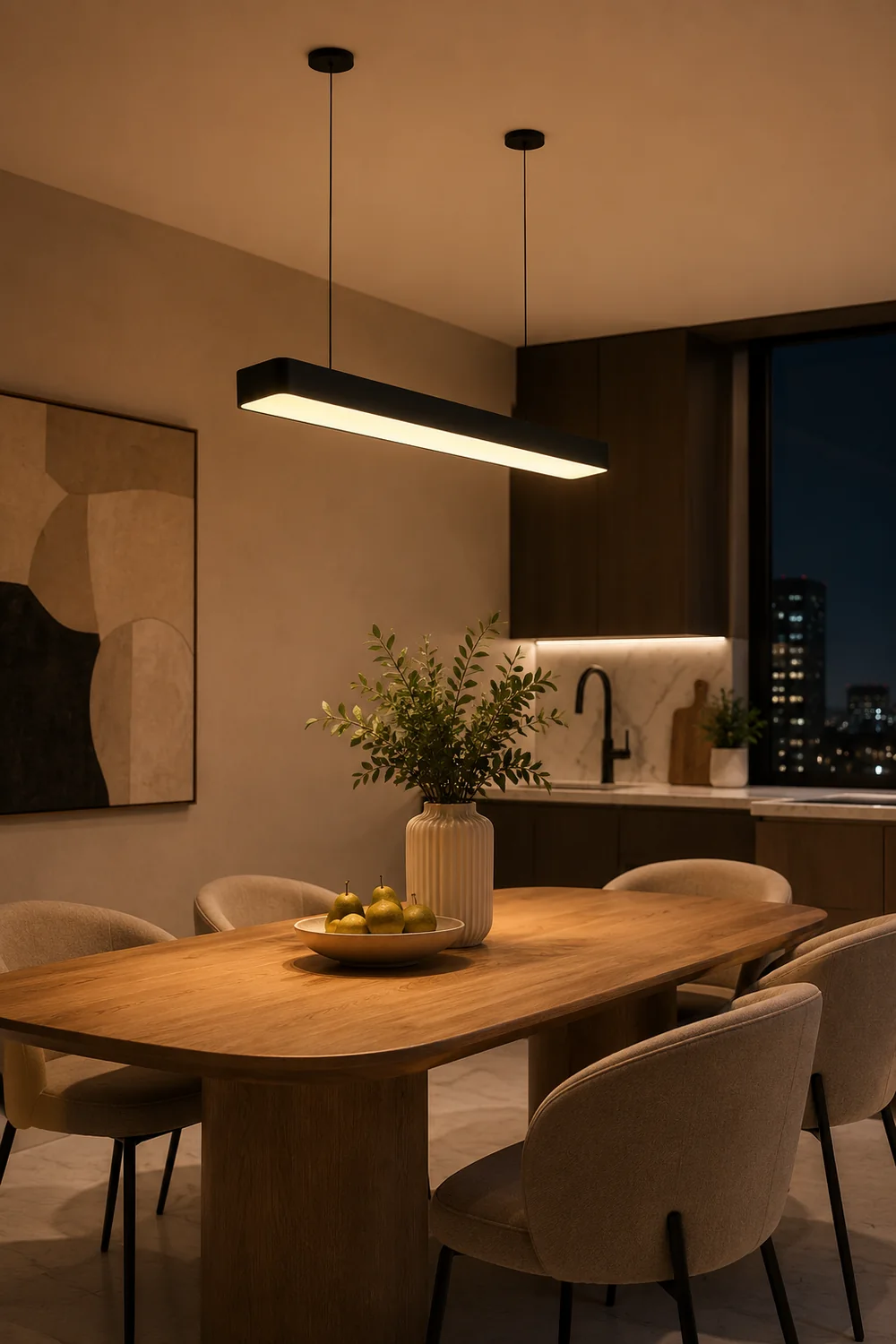 Edge Minimalist Rectangular LED Black Pendant Light Acrylic Office - Lumpaz