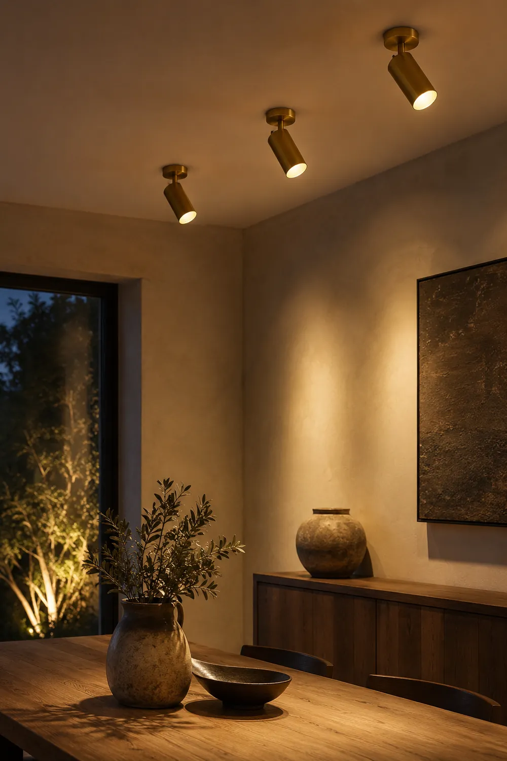 Freja Moderno Gold Cylinder Spotlight Background Flush Mount Ceiling Light, Metal - Lumpaz