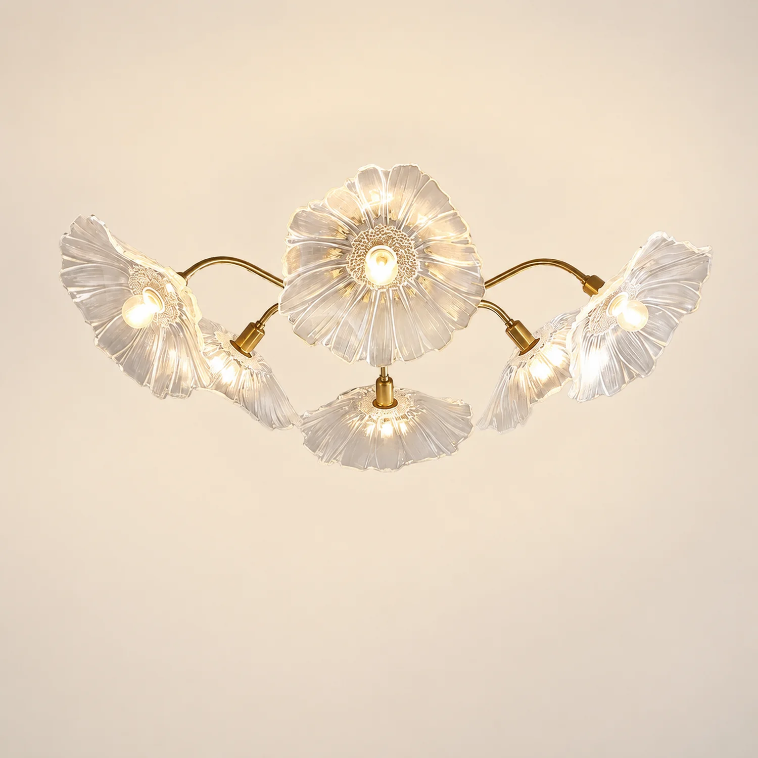 Hailie Modern Flower Ceiling Light  Metal/Glass Clear/Pink Bedroom - Lumpaz
