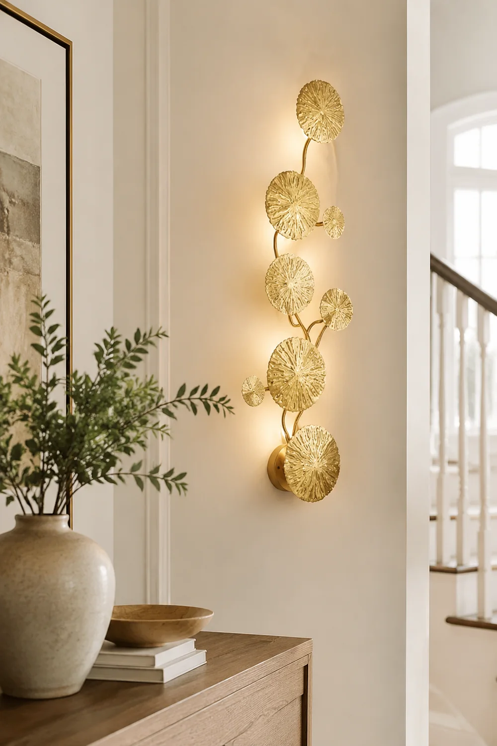 Knox Modern Metal Round Lotus Leaf Wall Lamp, Gold - Lumpaz