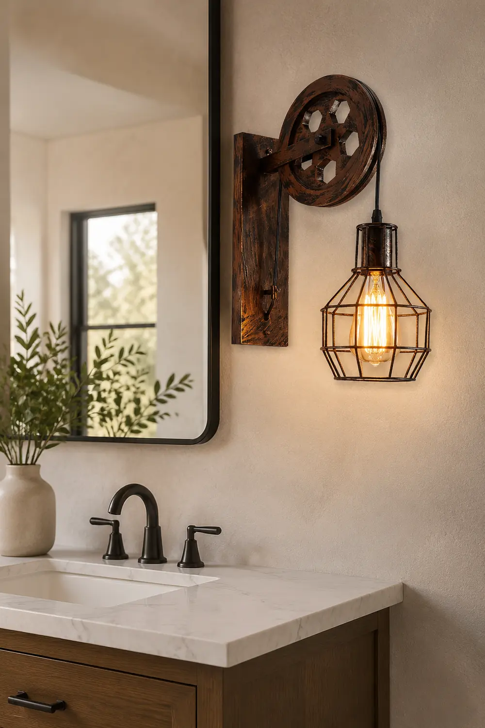 Alessio Wall Lamp Retro, Metal, Rust/Bronze/Black, Bedroom - Lumpaz