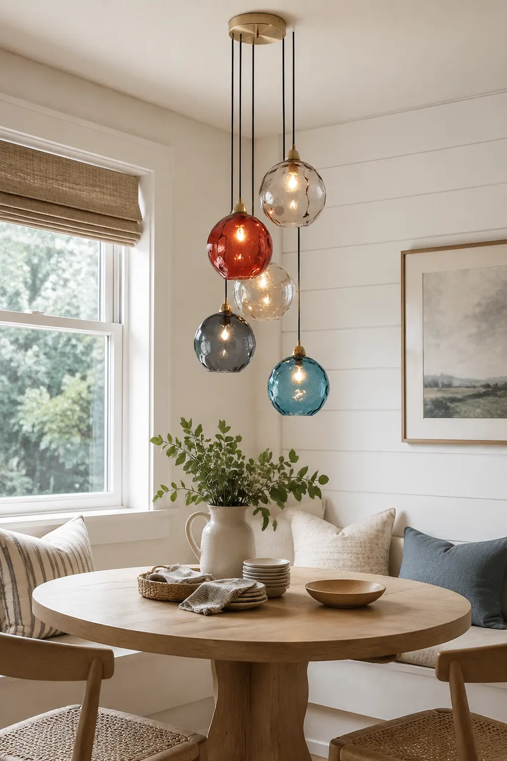 Hailie Colorful Glass Ball Pendant Light Water Ripple Living Room - Lumpaz